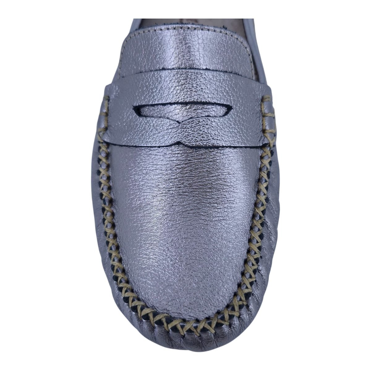 Mocassim Driver Feminino Em Couro Scarpetti 208 Prata Velho Prata Velho 6
