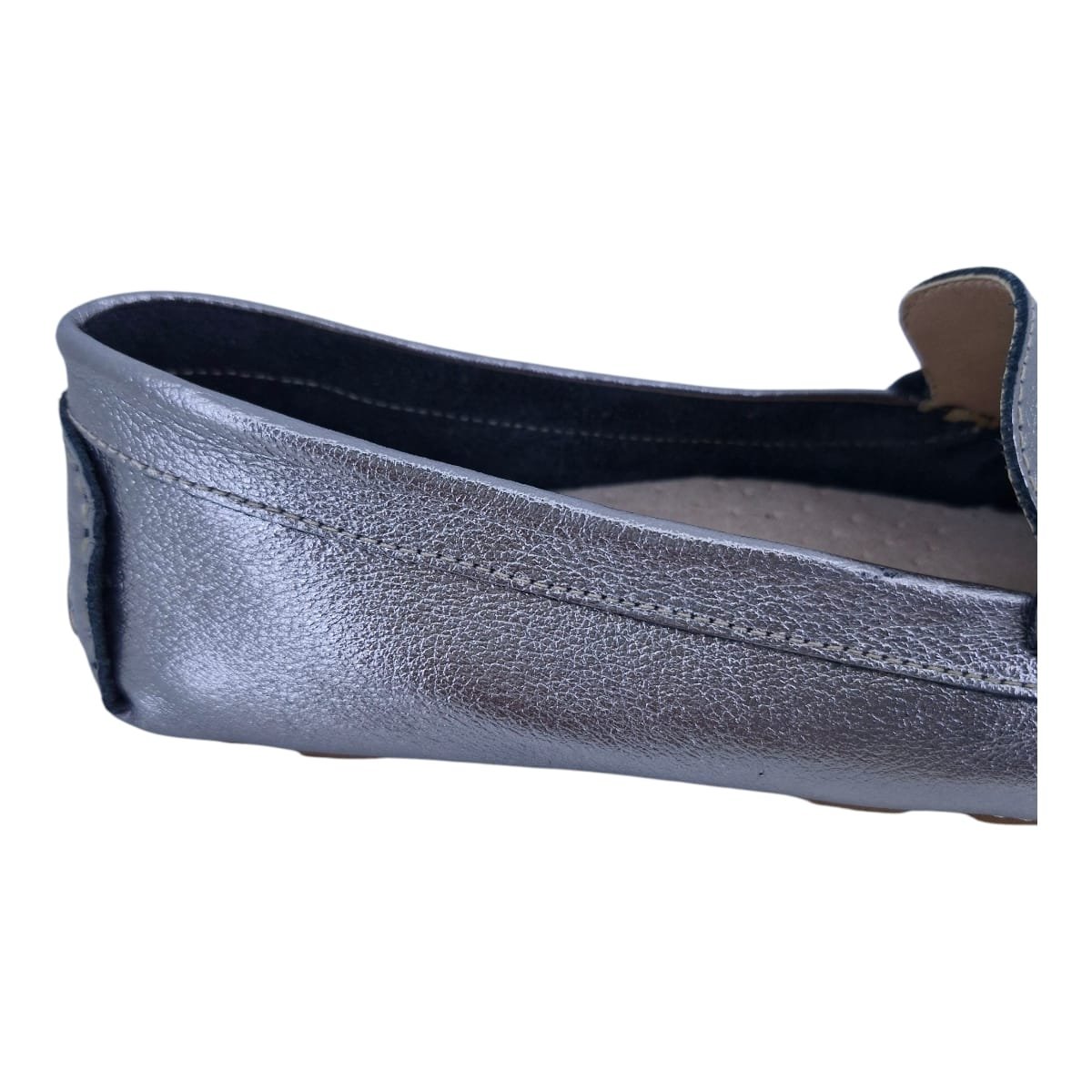 Mocassim Driver Feminino Em Couro Scarpetti 208 Prata Velho Prata Velho 8