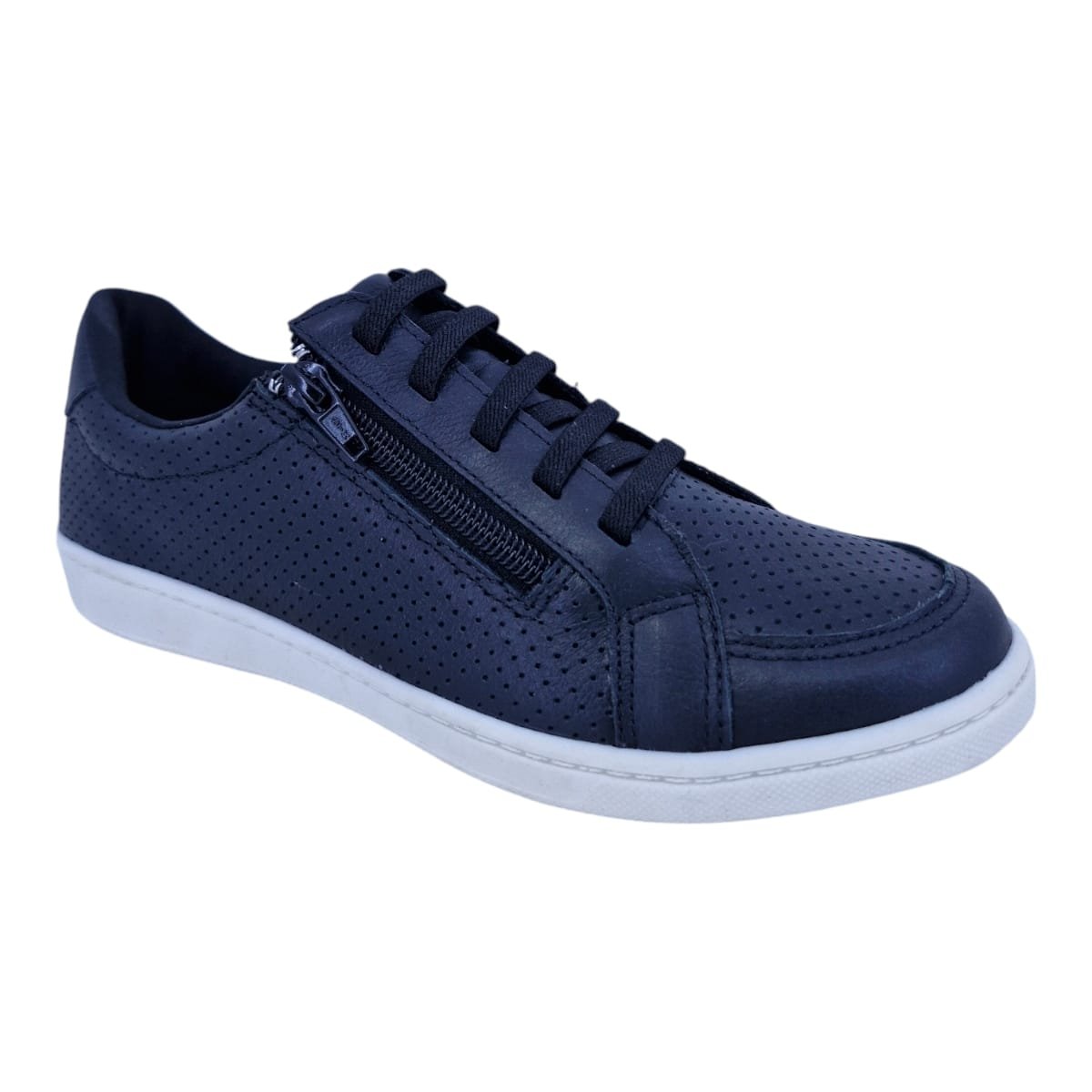 Tênis Feminino Em Couro Palmilha Confort Casual Scarpetti 12054 Preto Preto 2
