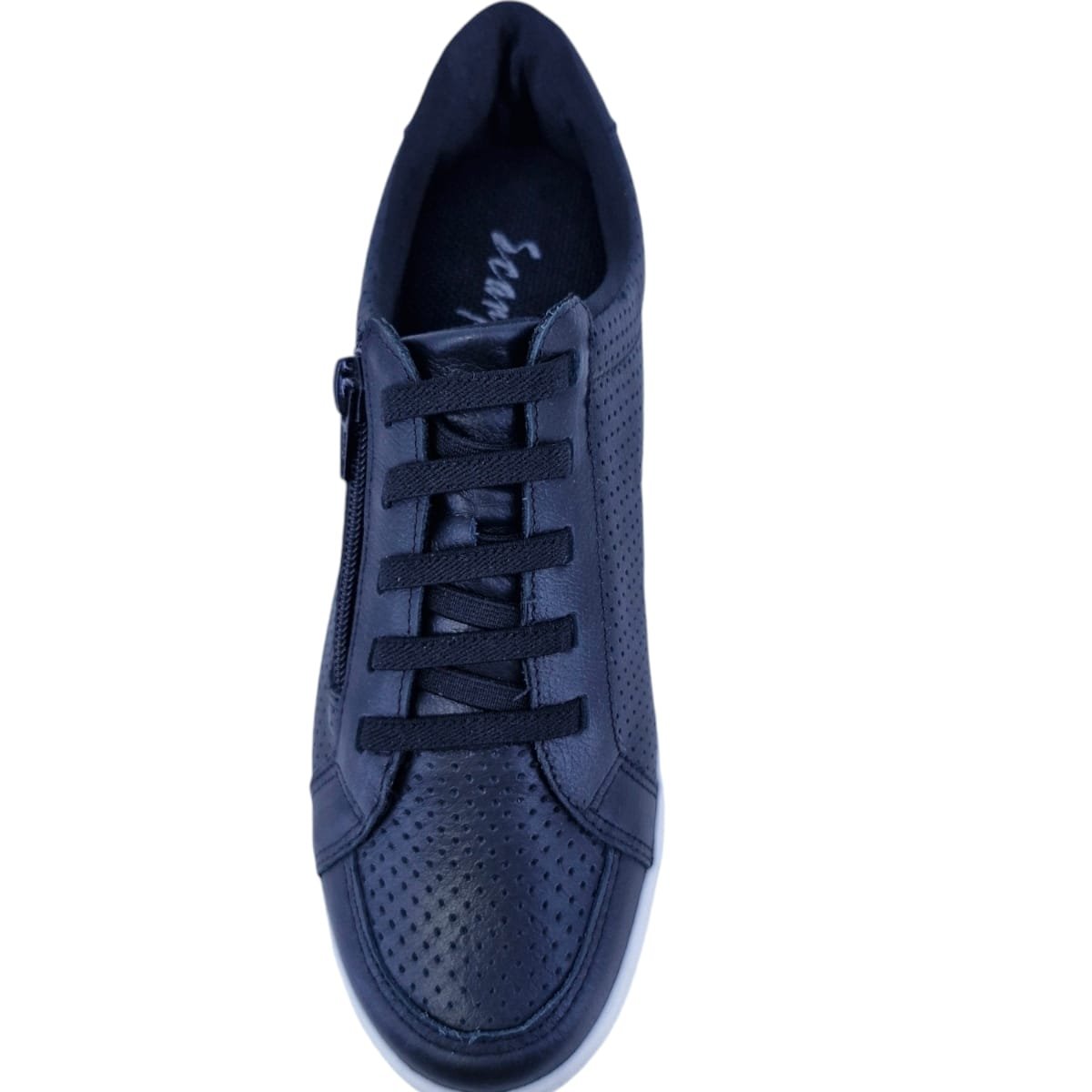 Tênis Feminino Em Couro Palmilha Confort Casual Scarpetti 12054 Preto Preto 4