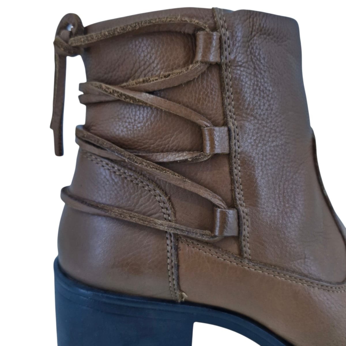 Bota Em Couro Salto Baixo Cano Curto Scarpetti Lb-1109 Marrom Marrom 4