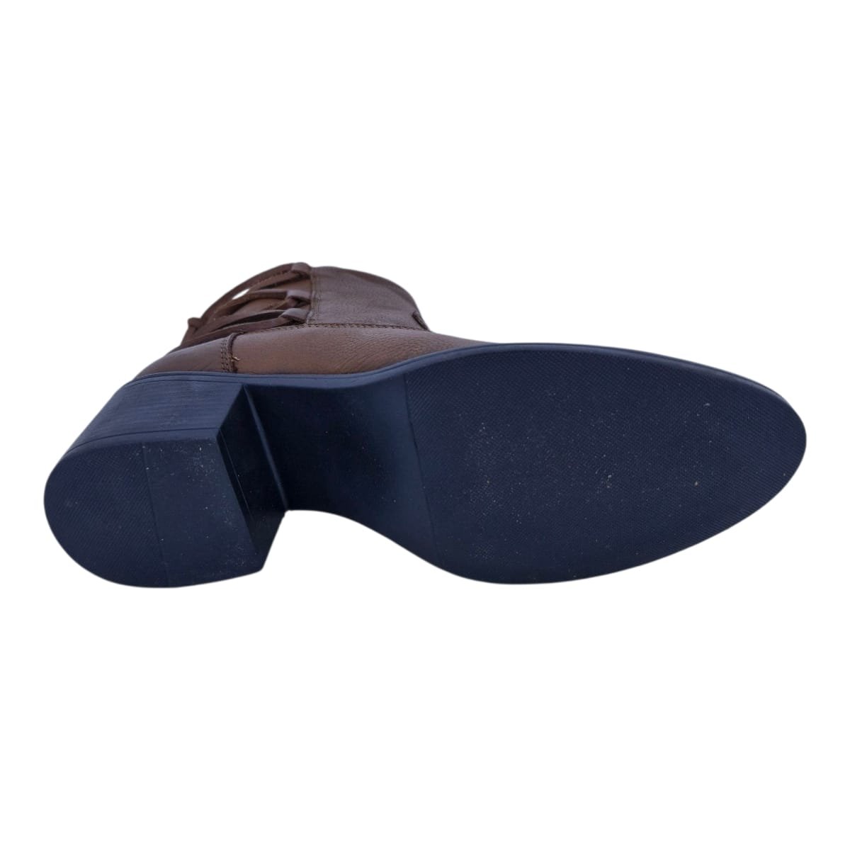 Bota Em Couro Salto Baixo Cano Curto Scarpetti Lb-1109 Marrom Marrom 5