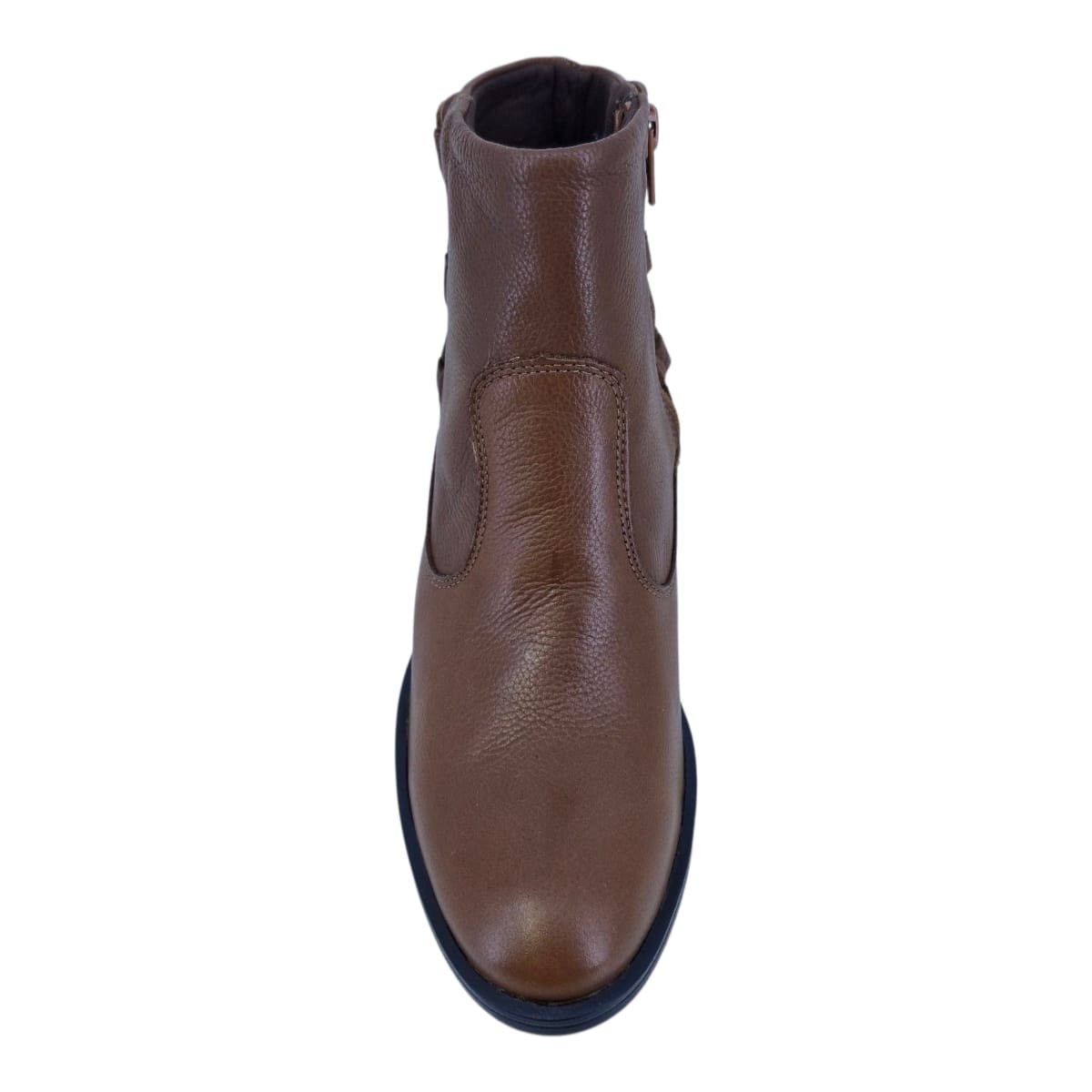 Bota Em Couro Salto Baixo Cano Curto Scarpetti Lb-1109 Marrom Marrom 7