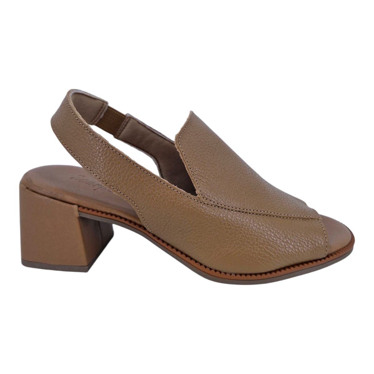 Sandália Feminina Em Couro Salto Bloco Casual Scarpetti 12-1567 Marrom