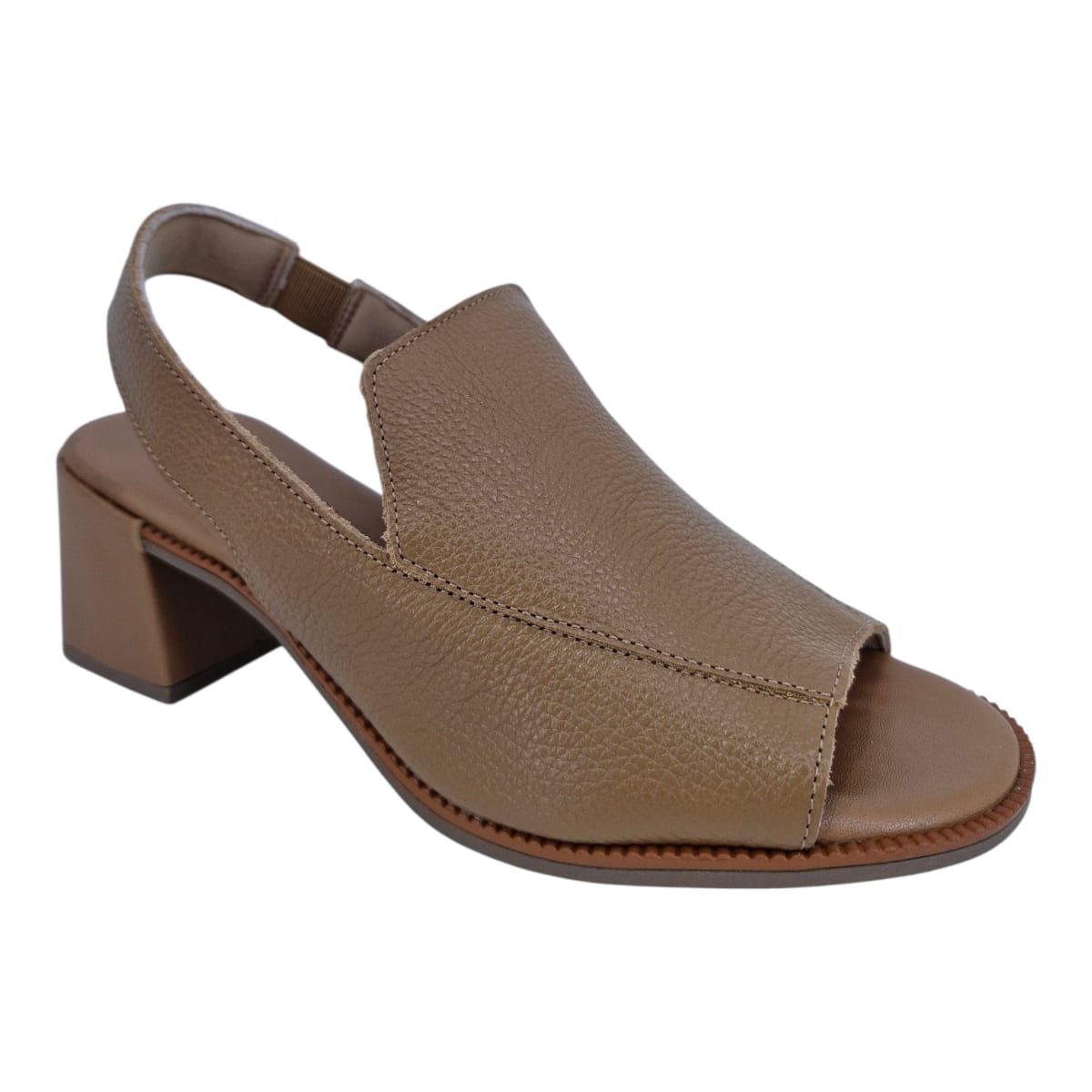 Sandália Feminina Em Couro Salto Bloco Casual Scarpetti 12-1567 Marrom Marrom 2