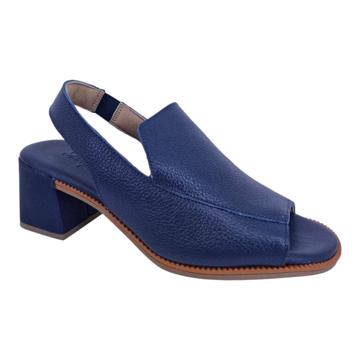 Sandália Feminina Em Couro Salto Bloco Casual Scarpetti 12-1567 Azul Azul 2