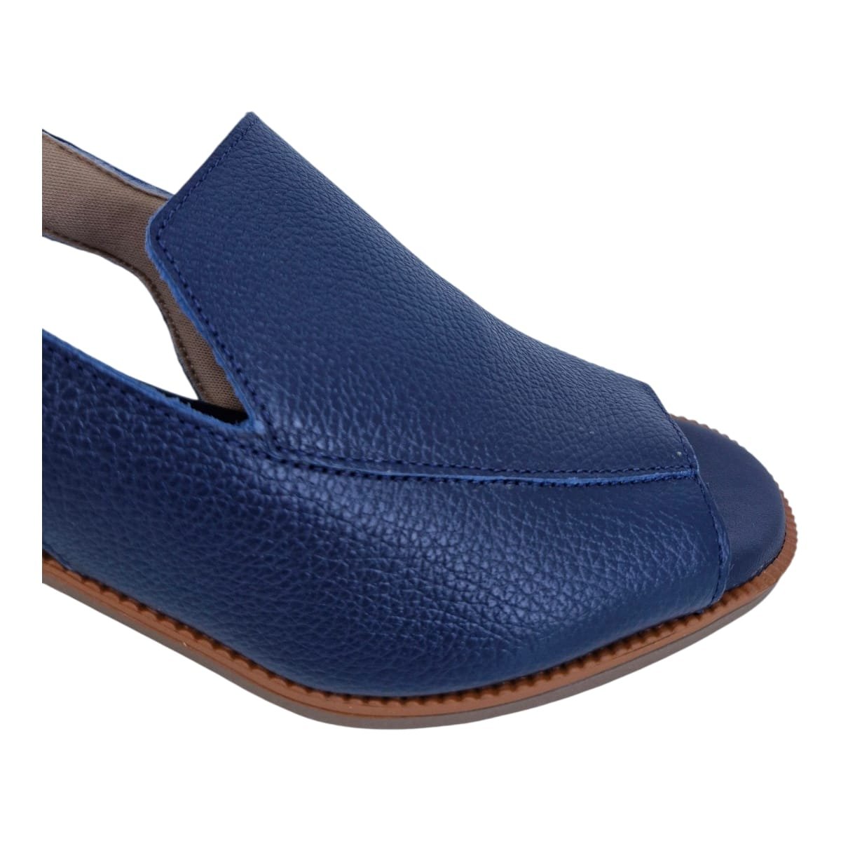Sandália Feminina Em Couro Salto Bloco Casual Scarpetti 12-1567 Azul Azul 3