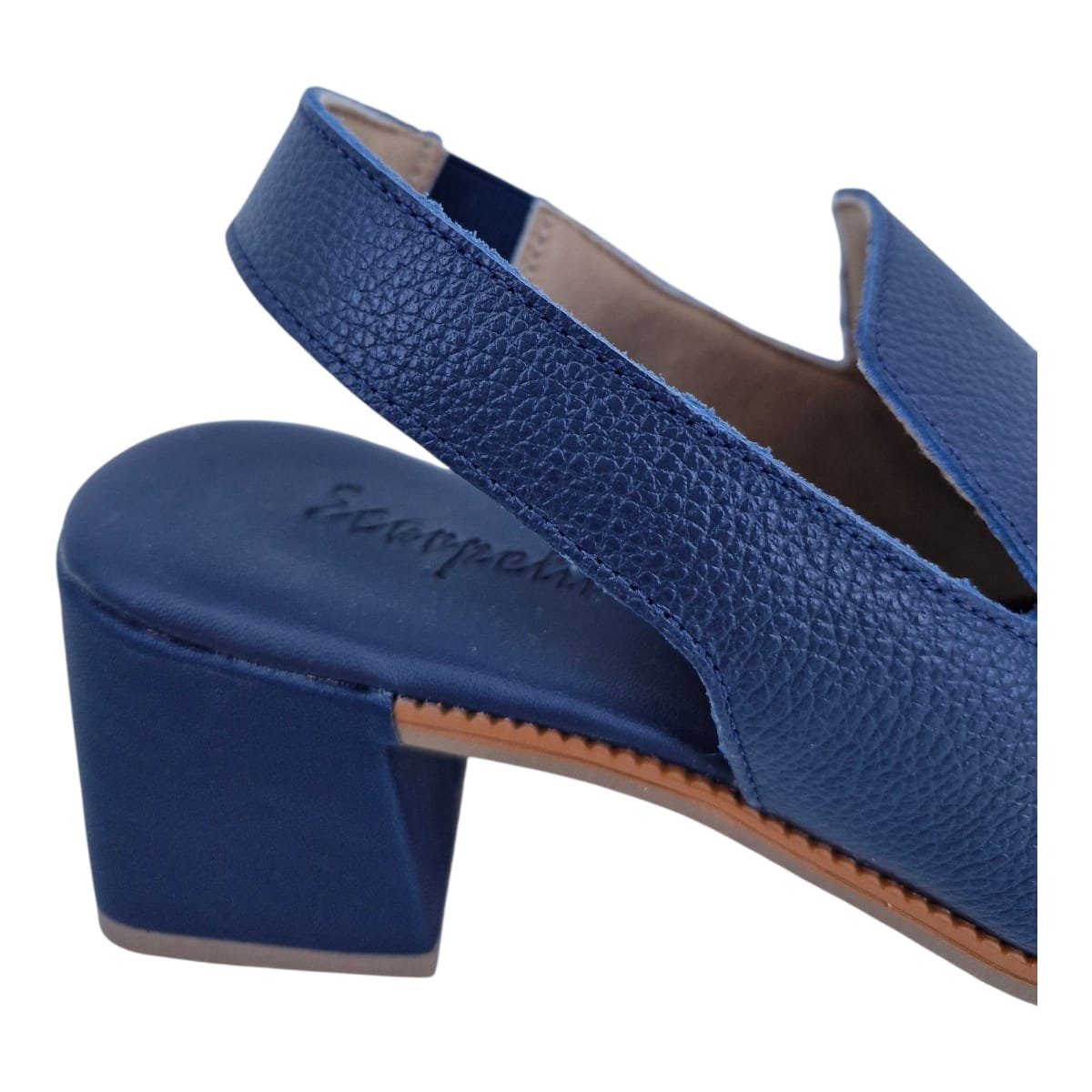 Sandália Feminina Em Couro Salto Bloco Casual Scarpetti 12-1567 Azul Azul 4