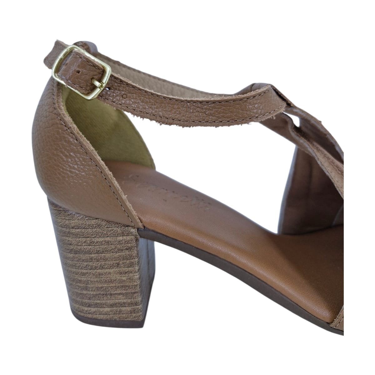 Sandália Feminina Em Couro Salto Bloco Casual Scarpetti 1128-1409 Marrom Marrom 6