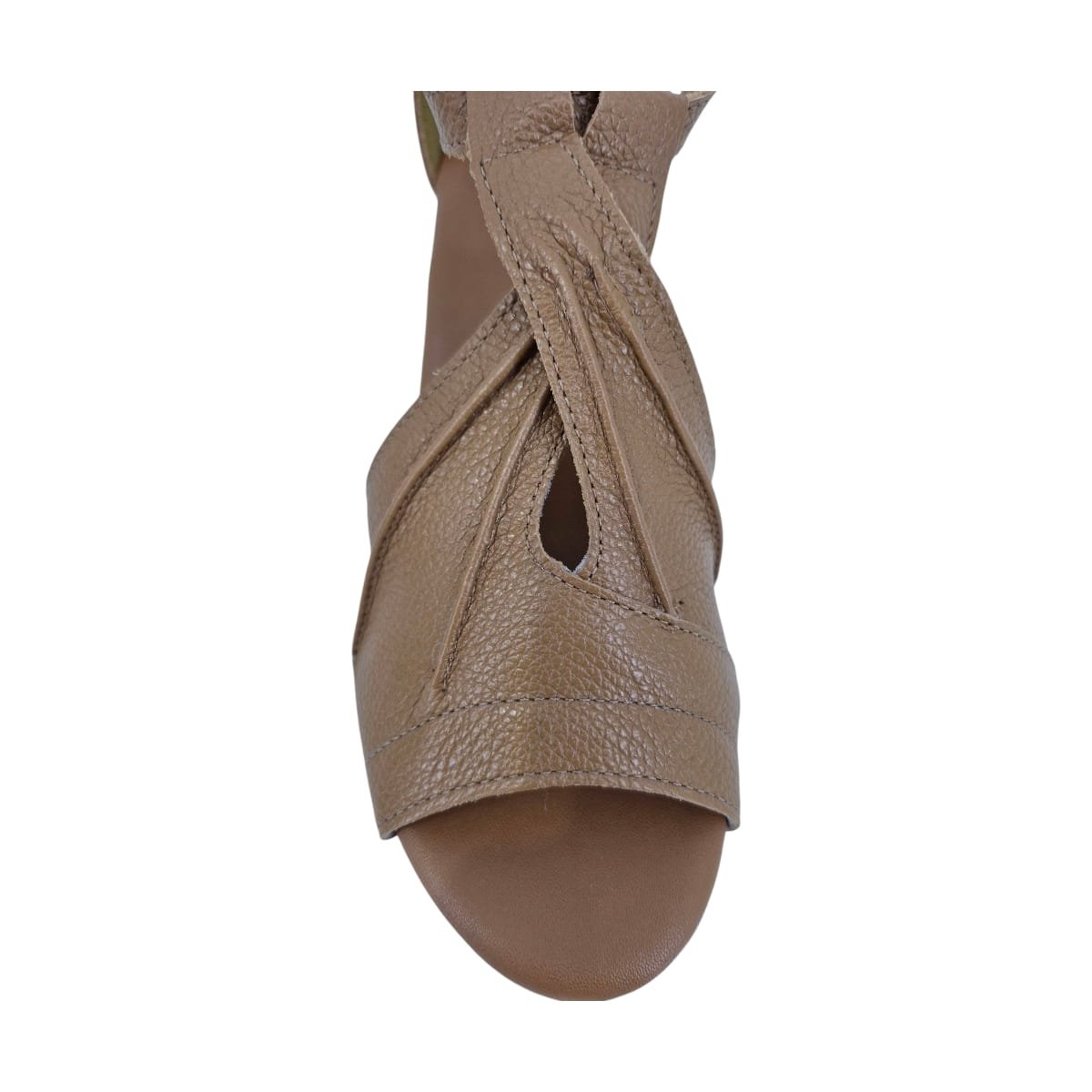 Sandália Feminina Em Couro Salto Bloco Casual Scarpetti 1128-1409 Marrom Marrom 7