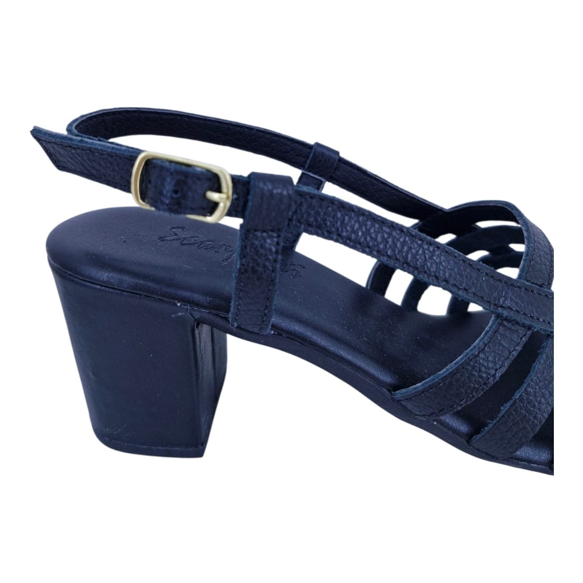 Sandália Feminina Em Couro Salto Bloco Casual Scarpetti 1128-1589 Preto Preto 8