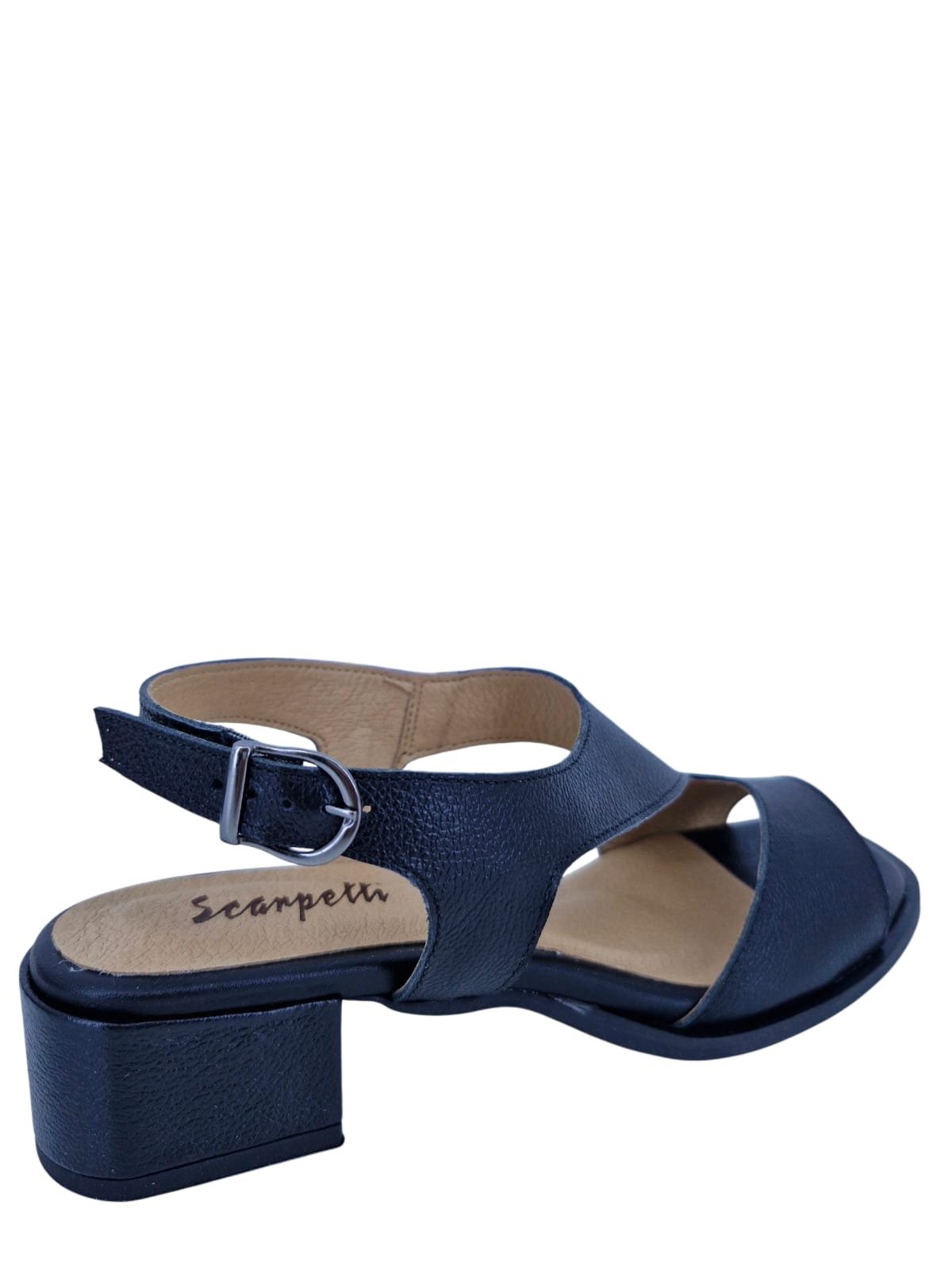 Sandália Feminina Casual Salto Bloco Em Couro Scarpetti 25-224 Preto Preto 4
