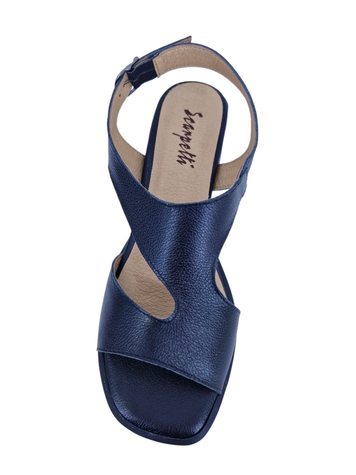 Sandália Feminina Casual Salto Bloco Em Couro Scarpetti 25-224 Preto Preto 6