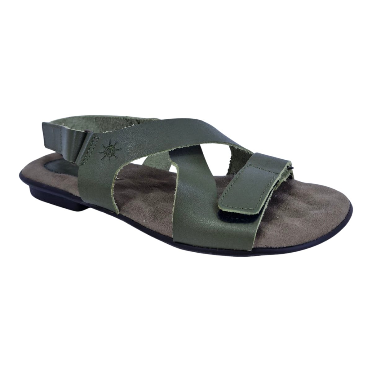 Sandália Rasteira Casual Feminina Em Couro Scarpetti 238-1359 Verde Verde 2