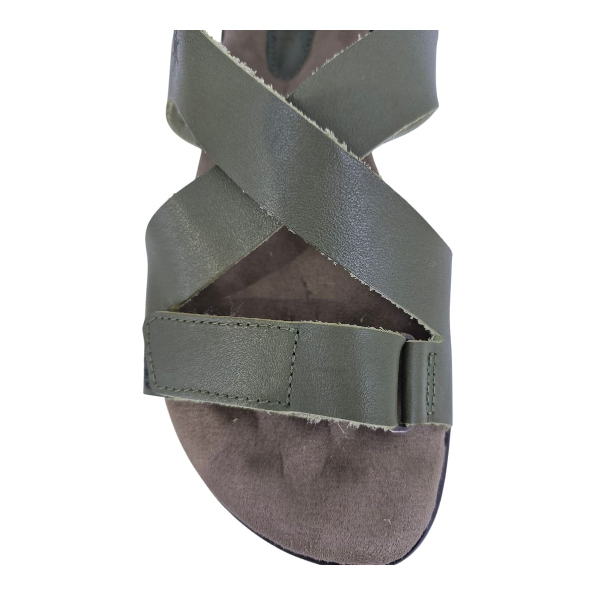 Sandália Rasteira Casual Feminina Em Couro Scarpetti 238-1359 Verde Verde 4