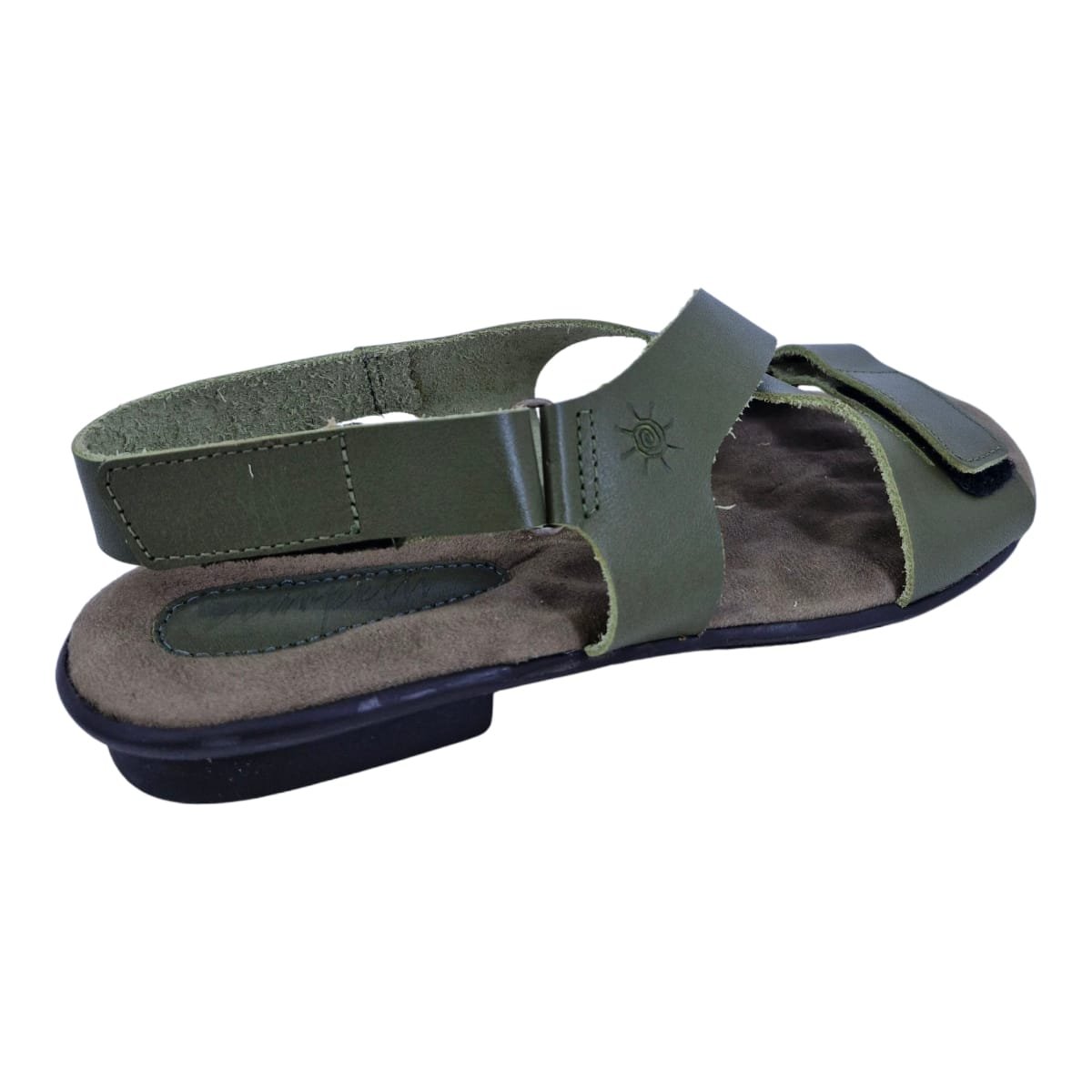 Sandália Rasteira Casual Feminina Em Couro Scarpetti 238-1359 Verde Verde 6