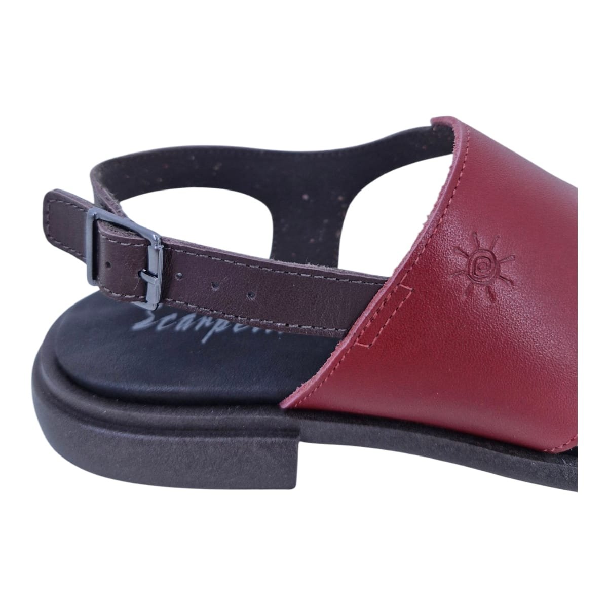 Sandália Rasteira Casual Feminina Em Couro Scarpetti 246-1372 Marrom Marrom 8