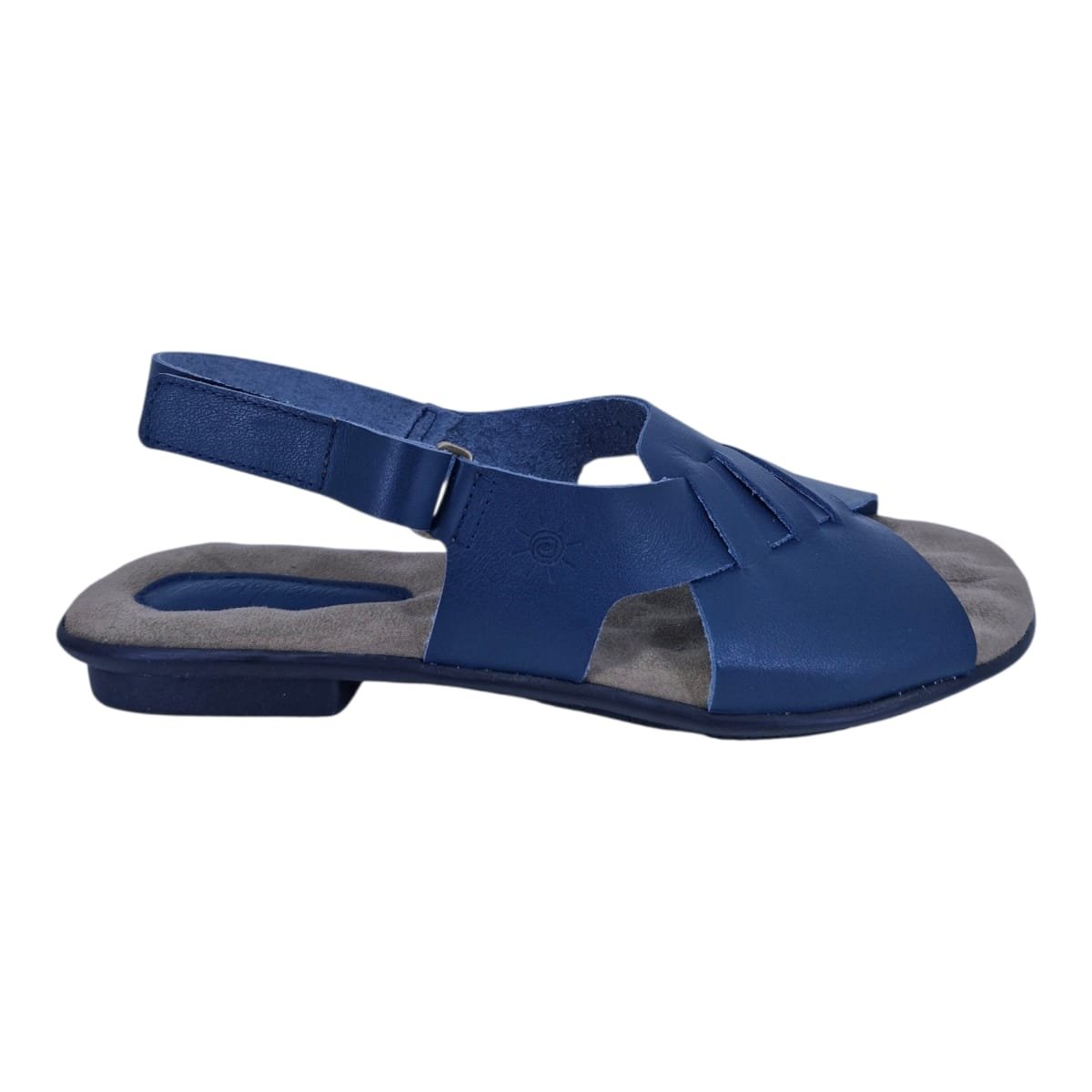 Sandália Rasteira Casual Feminina Em Couro Scarpetti 238-1360 Azul