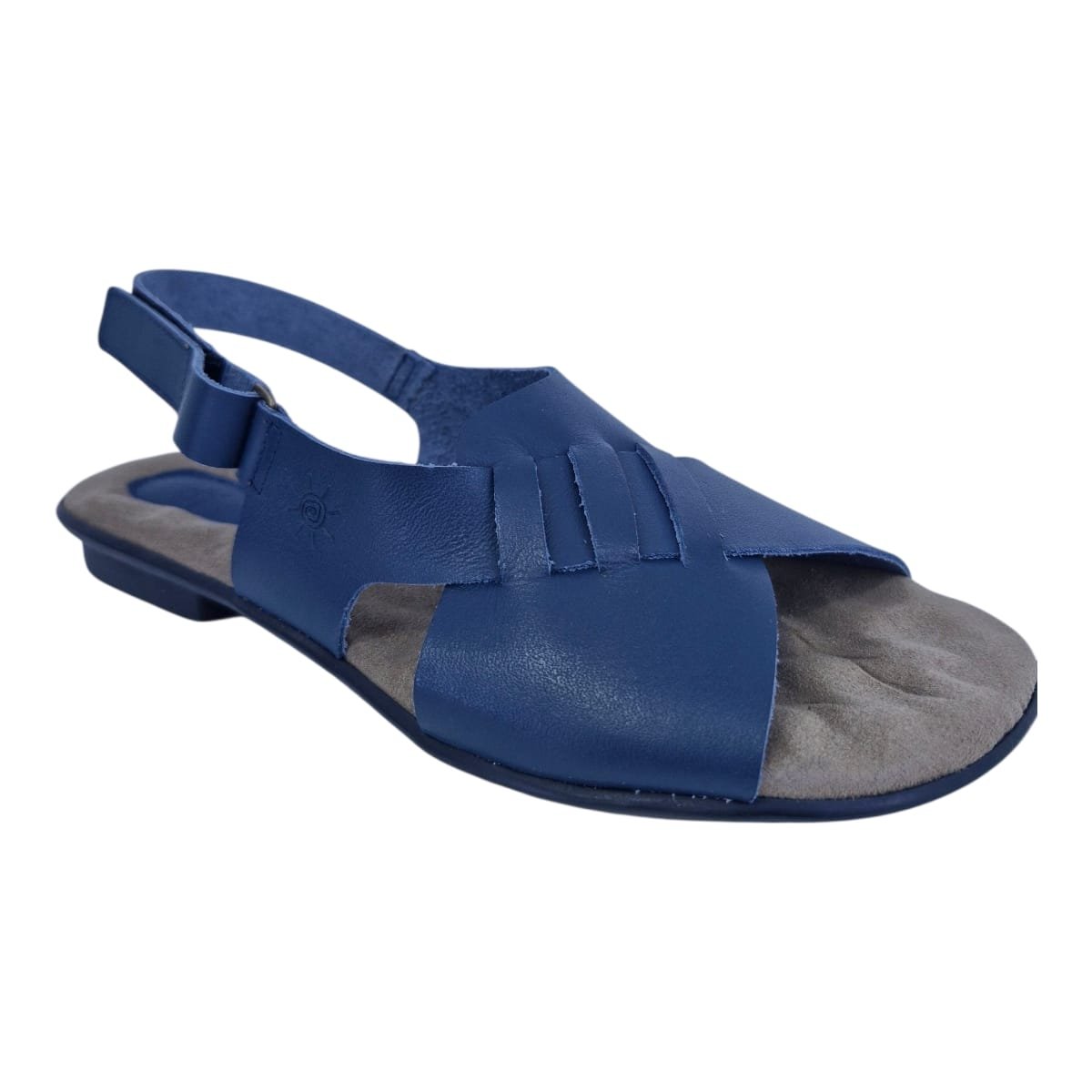 Sandália Rasteira Casual Feminina Em Couro Scarpetti 238-1360 Azul Azul 2