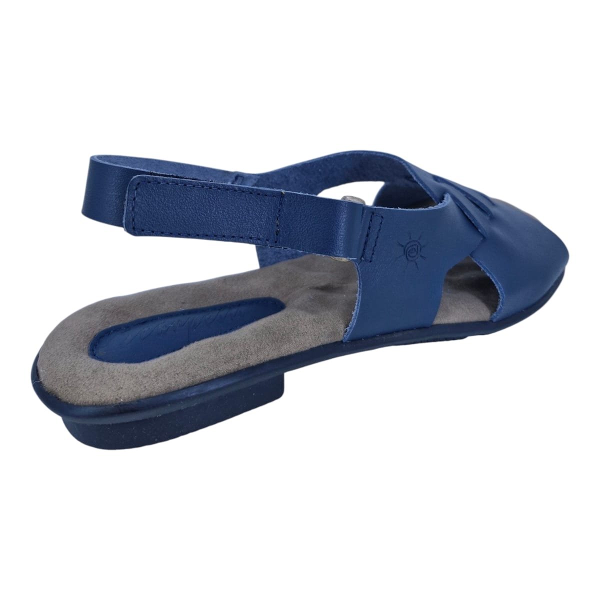 Sandália Rasteira Casual Feminina Em Couro Scarpetti 238-1360 Azul Azul 3