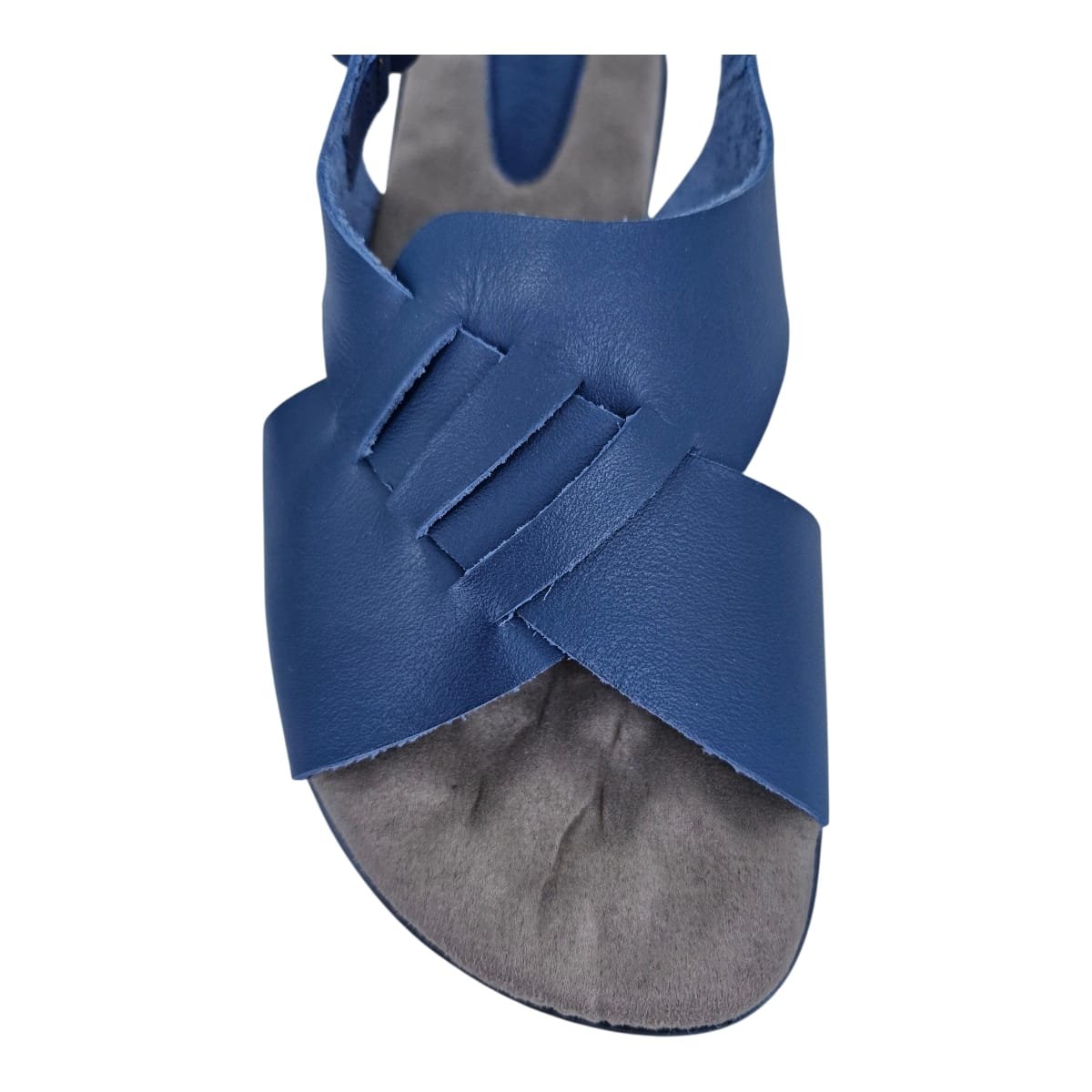 Sandália Rasteira Casual Feminina Em Couro Scarpetti 238-1360 Azul Azul 4