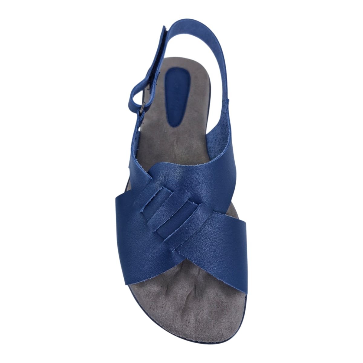 Sandália Rasteira Casual Feminina Em Couro Scarpetti 238-1360 Azul Azul 5