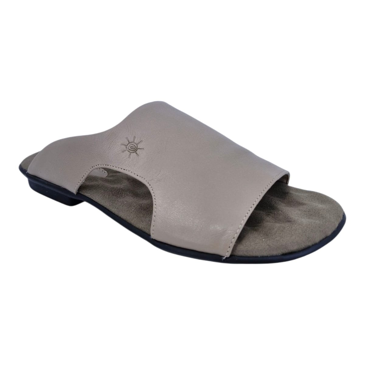 Sandália Rasteira Casual Feminina Em Couro Scarpetti 238-1354 Marrom Marrom/Bege 2