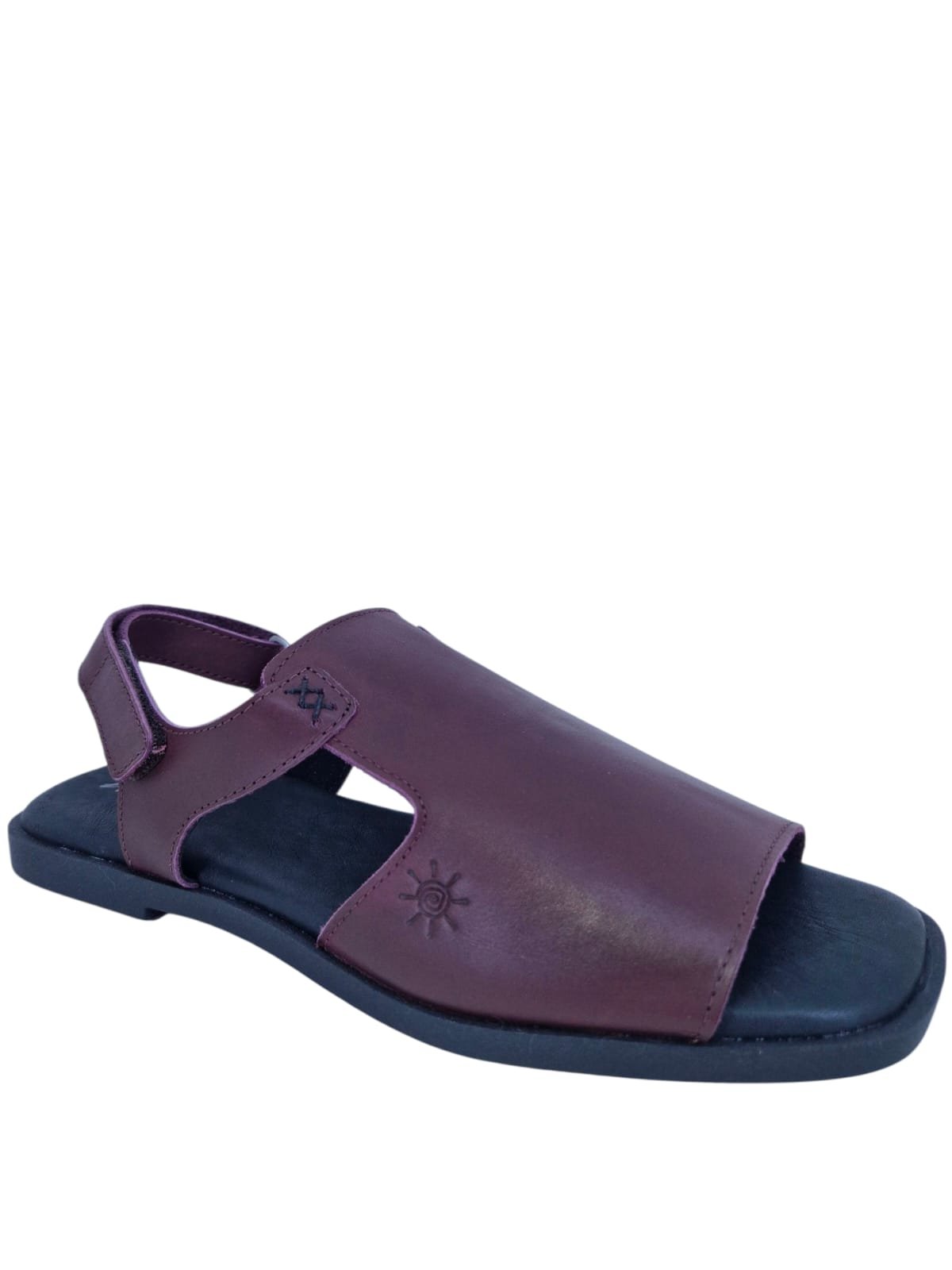 Sandália Rasteira Casual Feminina Em Couro Scarpetti 242-868 Vermelho Vinho 2