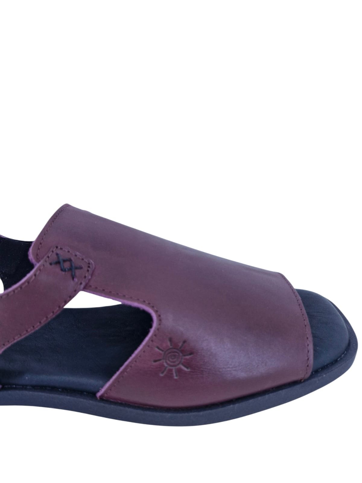 Sandália Rasteira Casual Feminina Em Couro Scarpetti 242-868 Vermelho Vinho 7