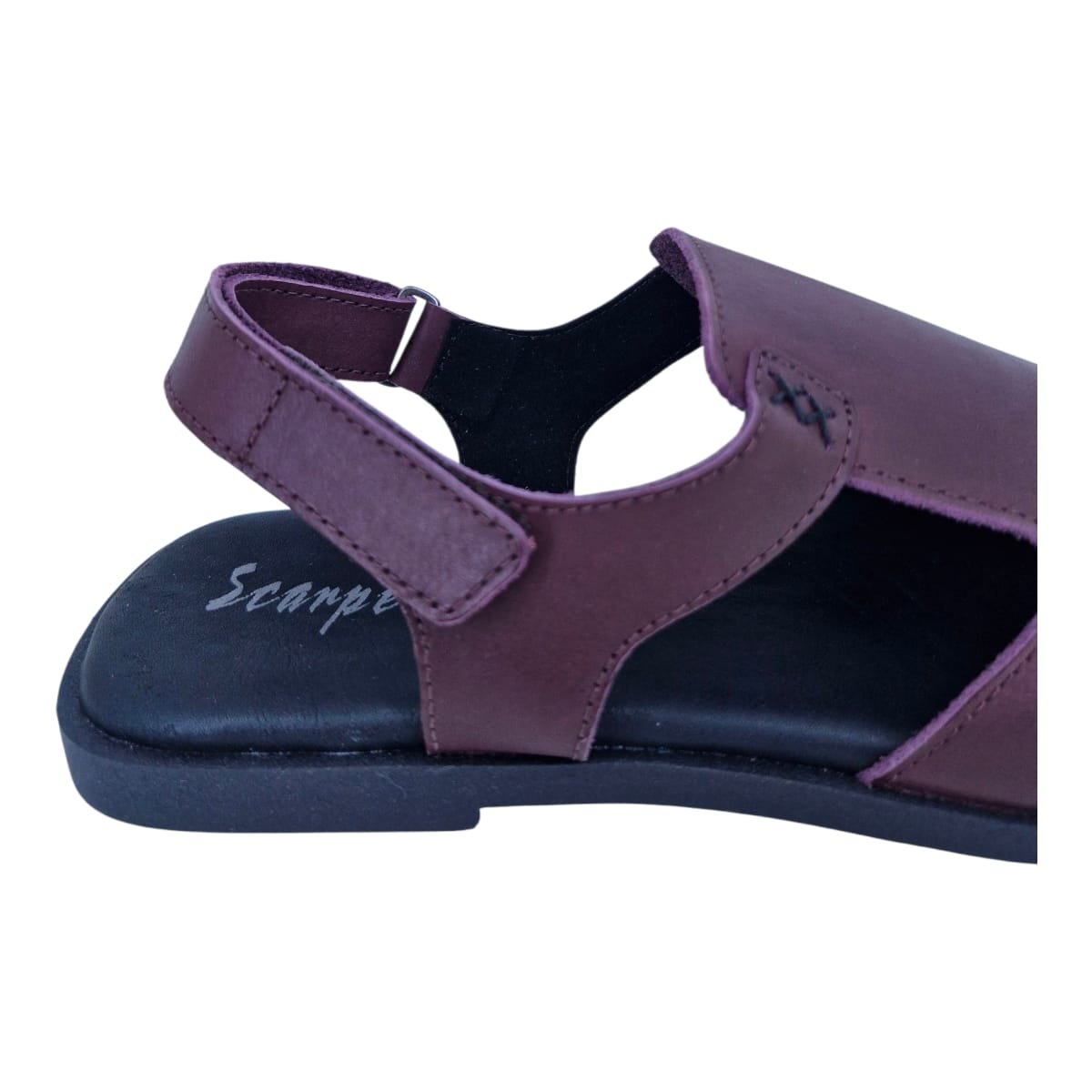 Sandália Rasteira Casual Feminina Em Couro Scarpetti 242-868 Vermelho Vinho 8