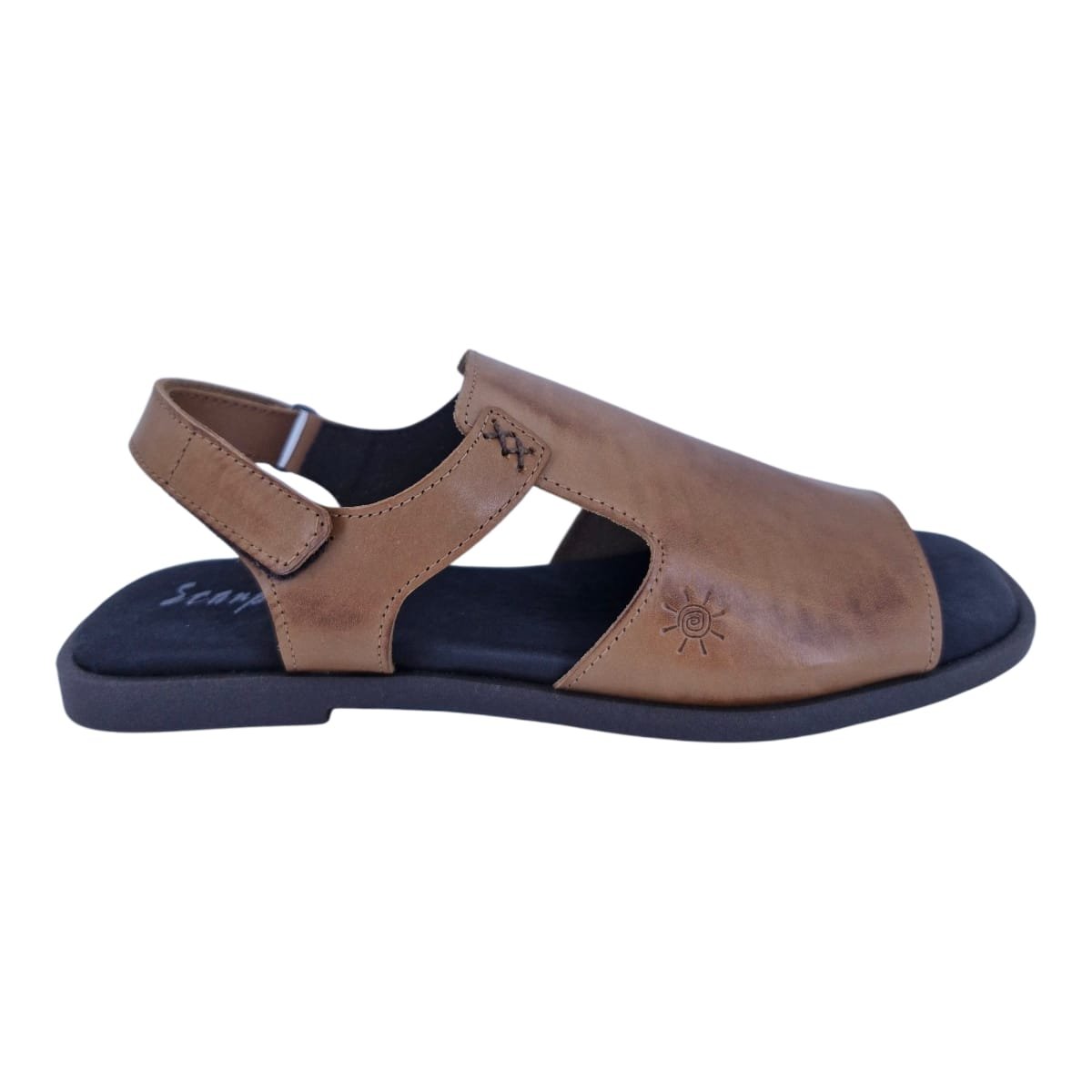 Sandália Rasteira Casual Feminina Em Couro Scarpetti 242-868 Marrom