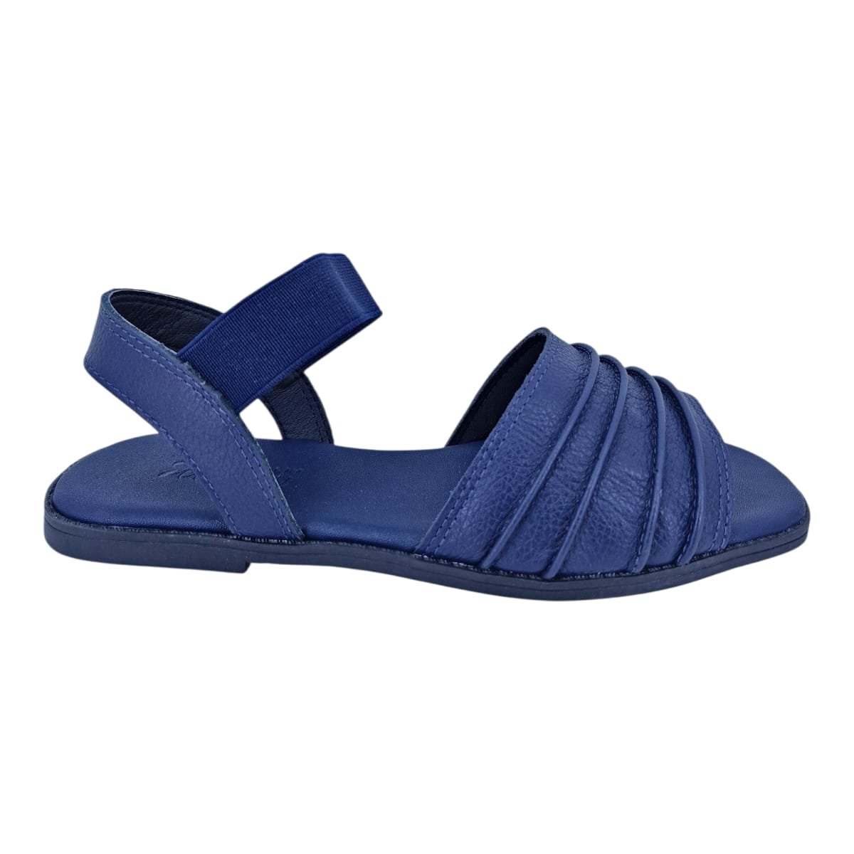 Sandália Rasteira Casual Feminina  Em Couro Scarpetti 4594-641 Azul