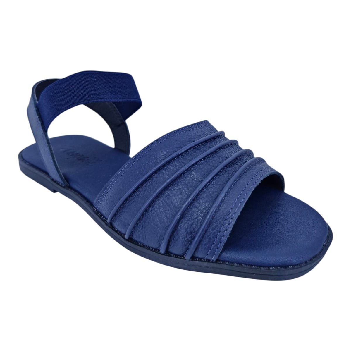 Sandália Rasteira Casual Feminina Em Couro Scarpetti 4594-641 Azul Azul 2