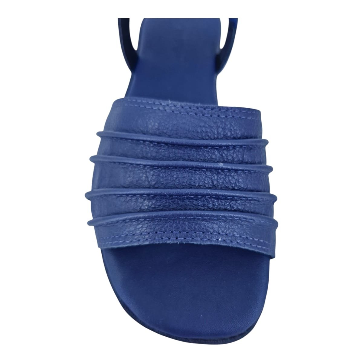 Sandália Rasteira Casual Feminina Em Couro Scarpetti 4594-641 Azul Azul 5