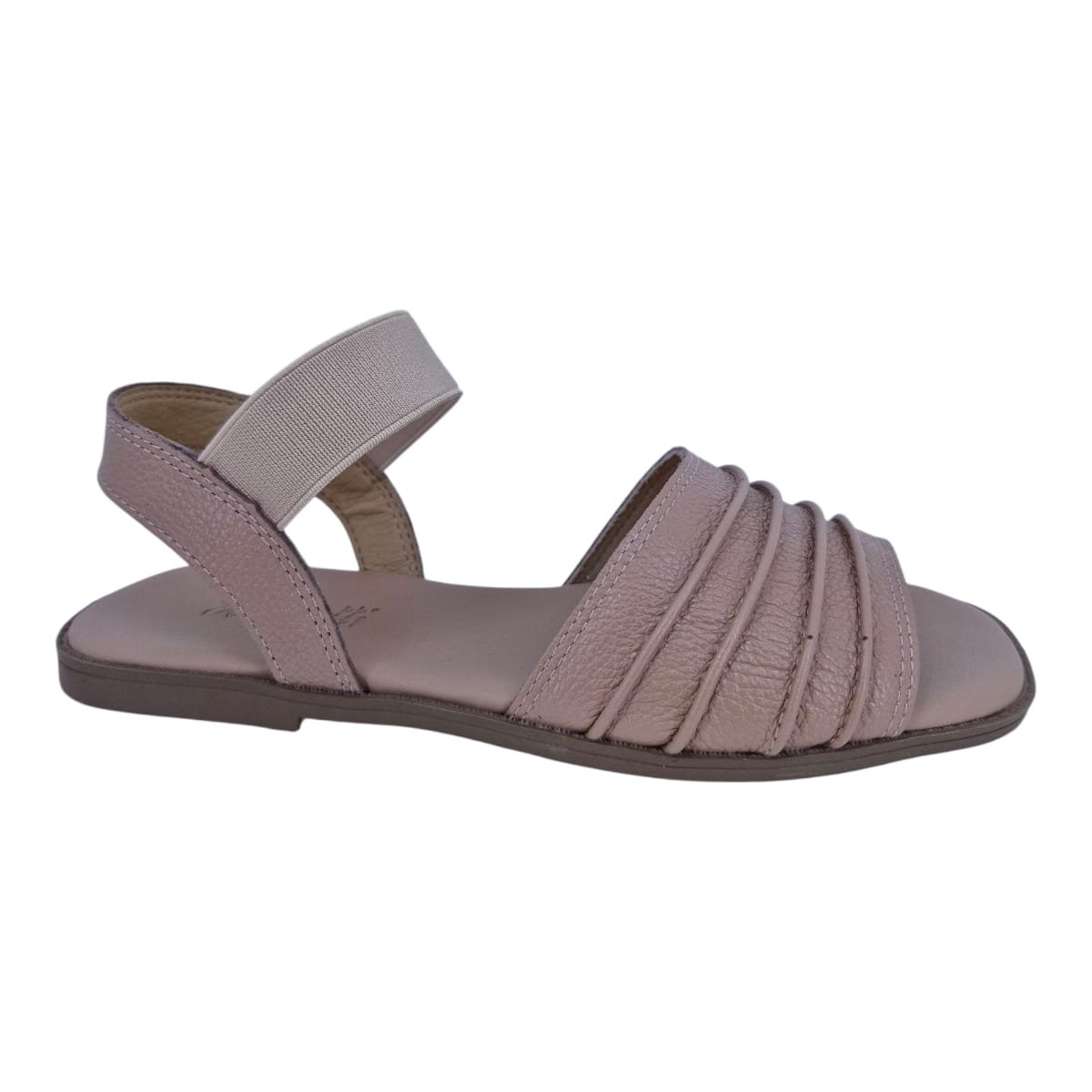 Sandália Rasteira Casual Feminina  Em Couro Scarpetti 4594-641 Bege