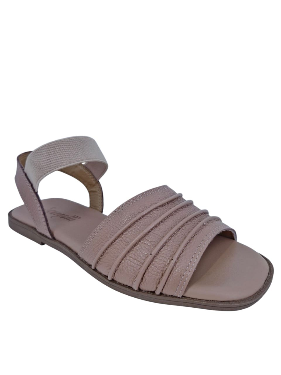 Sandália Rasteira Casual Feminina Em Couro Scarpetti 4594-641 Bege Bege 2