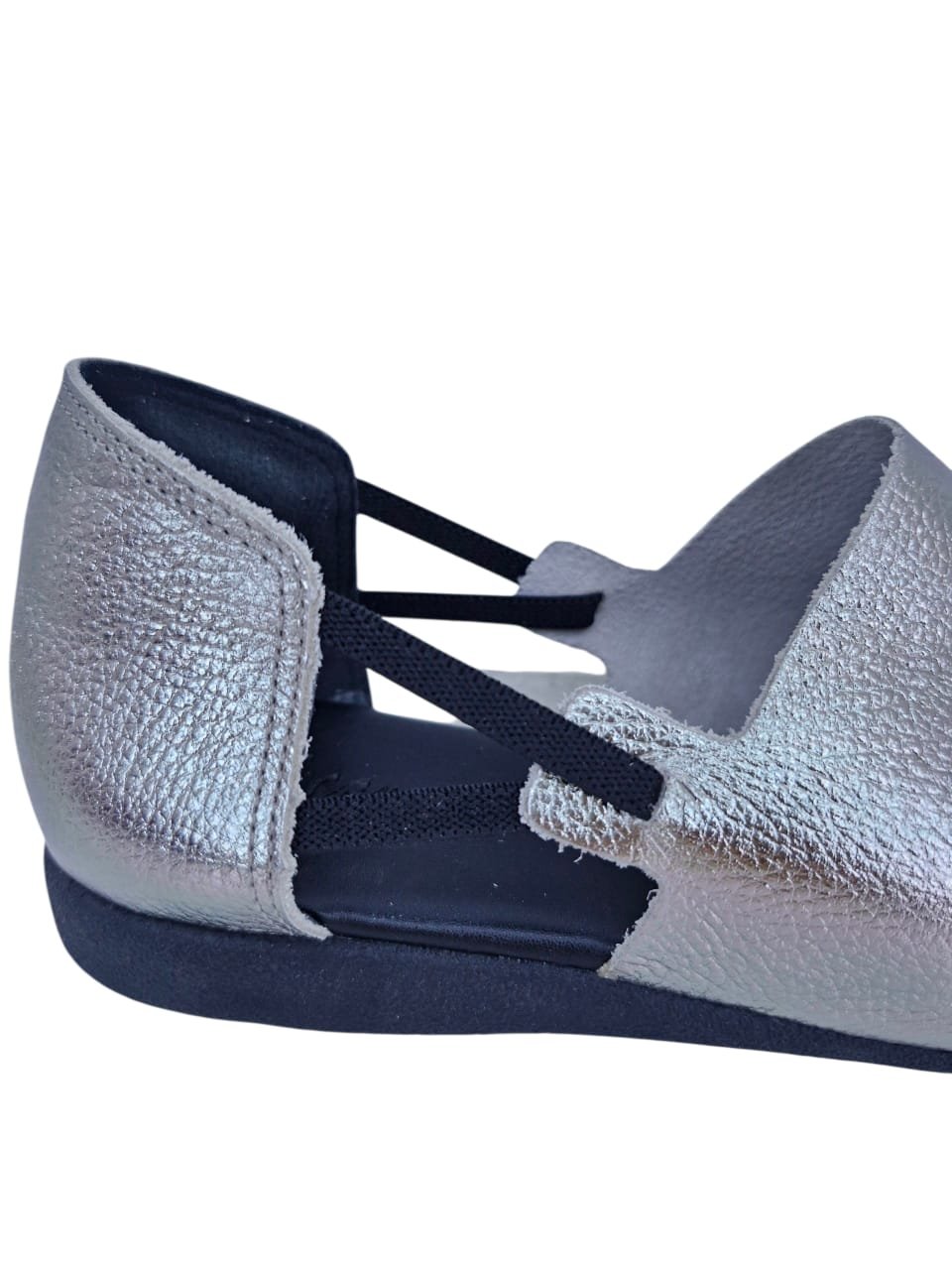 Sandália Rasteira Casual Feminina Em Couro Scarpetti 195-1184 Prata Velho Prata 3