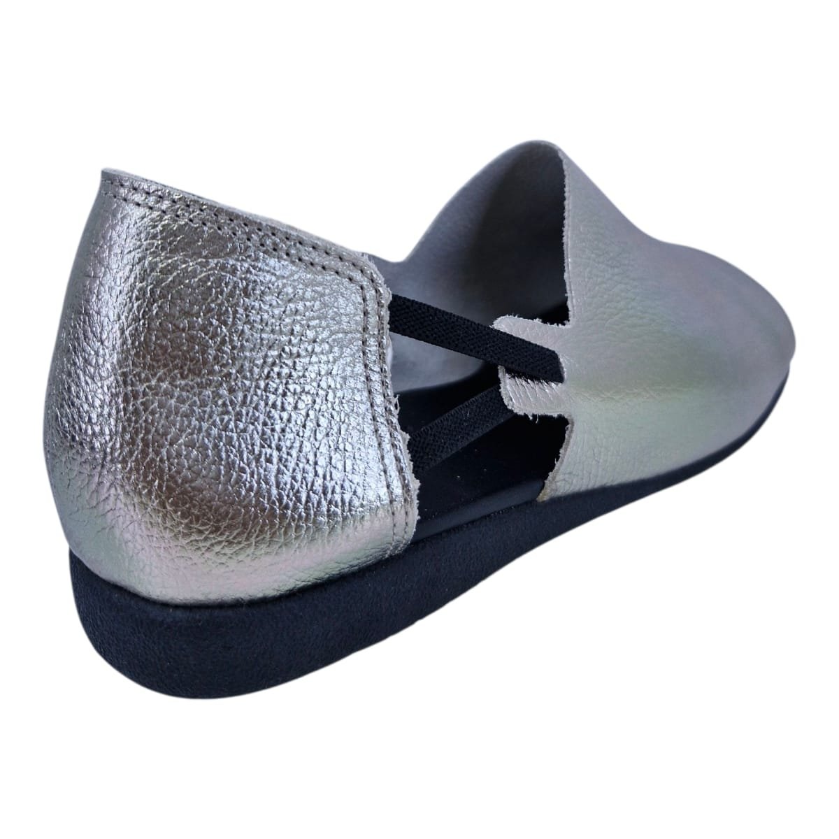 Sandália Rasteira Casual Feminina Em Couro Scarpetti 195-1184 Prata Velho Prata 5