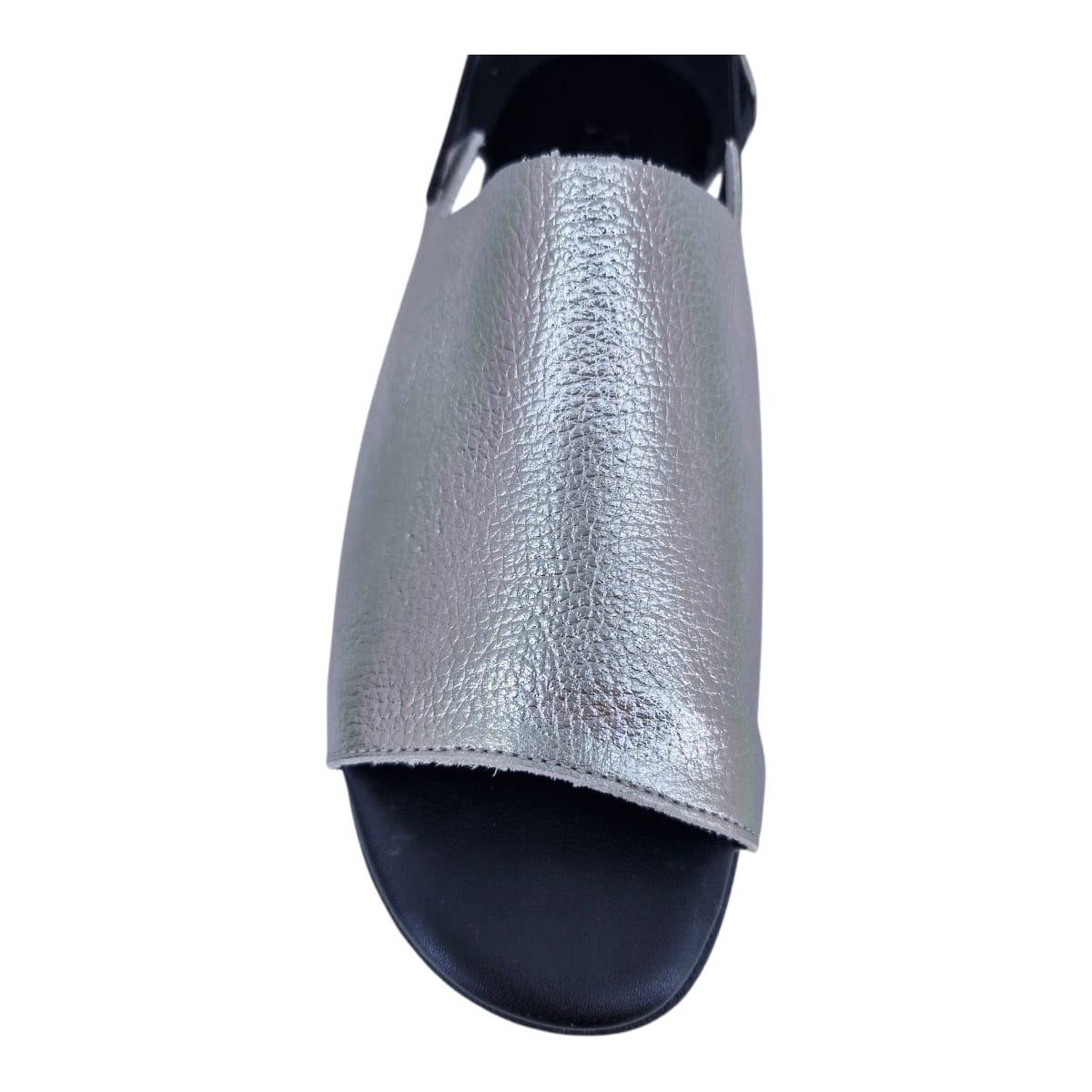 Sandália Rasteira Casual Feminina Em Couro Scarpetti 195-1184 Prata Velho Prata 6