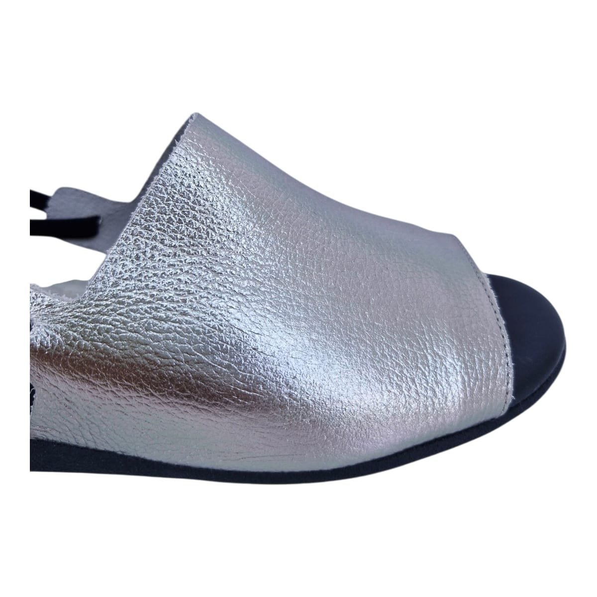 Sandália Rasteira Casual Feminina Em Couro Scarpetti 195-1184 Prata Velho Prata 8