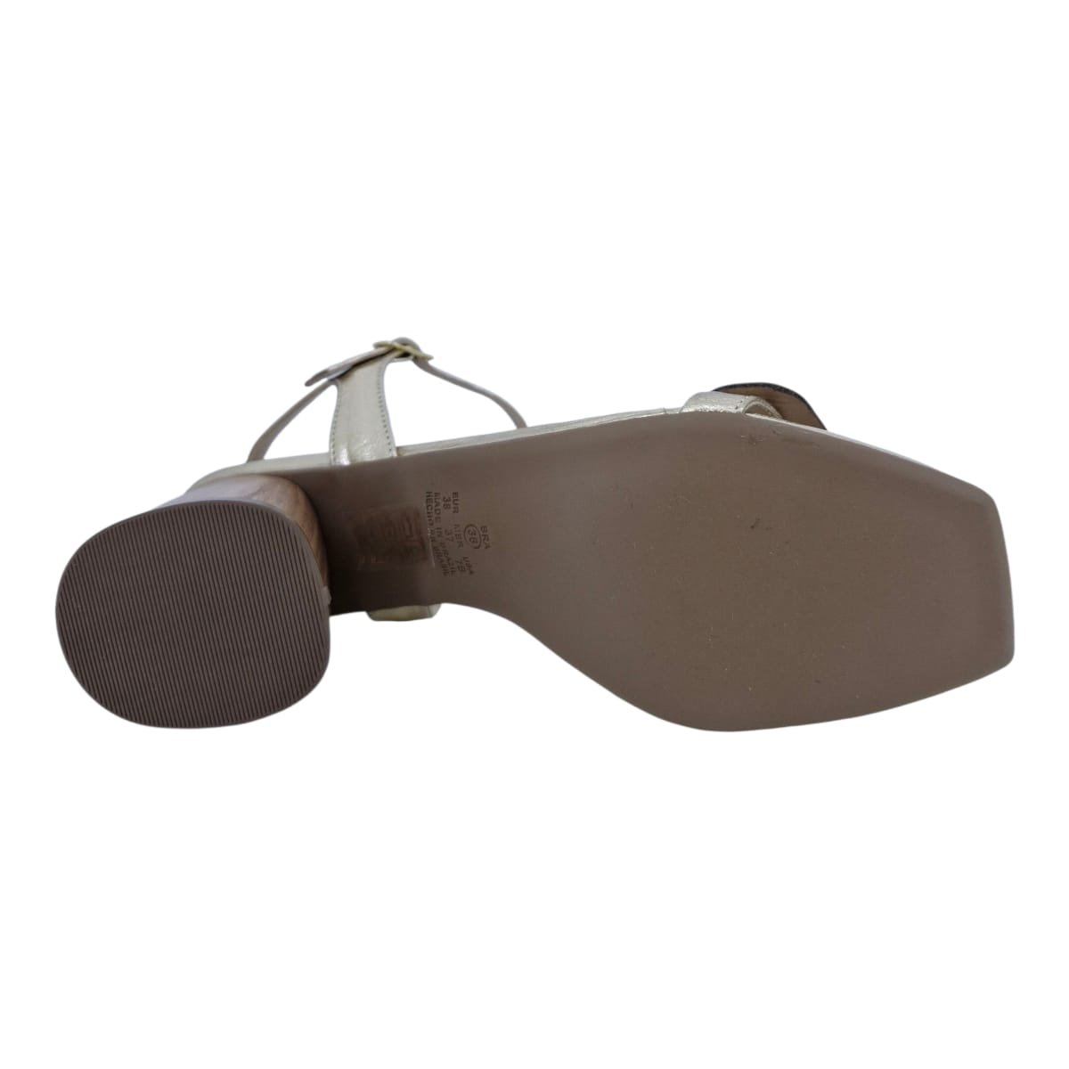 Sandália Feminina Casual Salto bloco em Couro Scarpetti 378-5210 Ouro Dourado 3