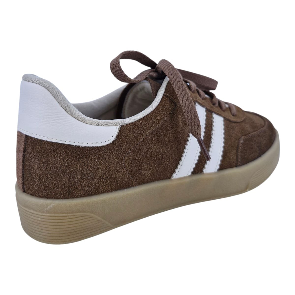 Tênis Feminino Em Couro Casual Palmilha Confort Scarpetti 37091 Marrom Marrom 4