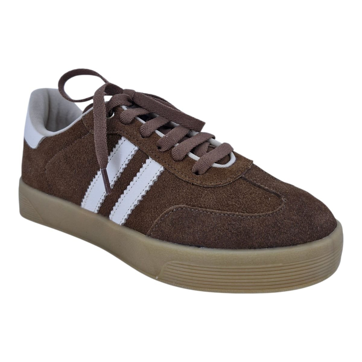 Tênis Feminino Em Couro Casual Palmilha Confort Scarpetti 37091 Marrom Marrom 6