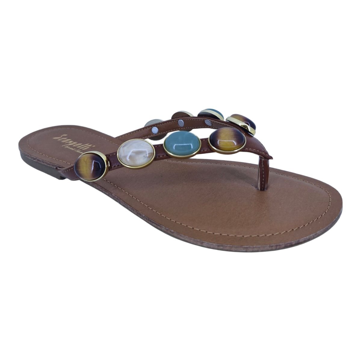 Sandália Rasteira Casual Feminina Scarpetti 11937710 Marrom Marrom 3