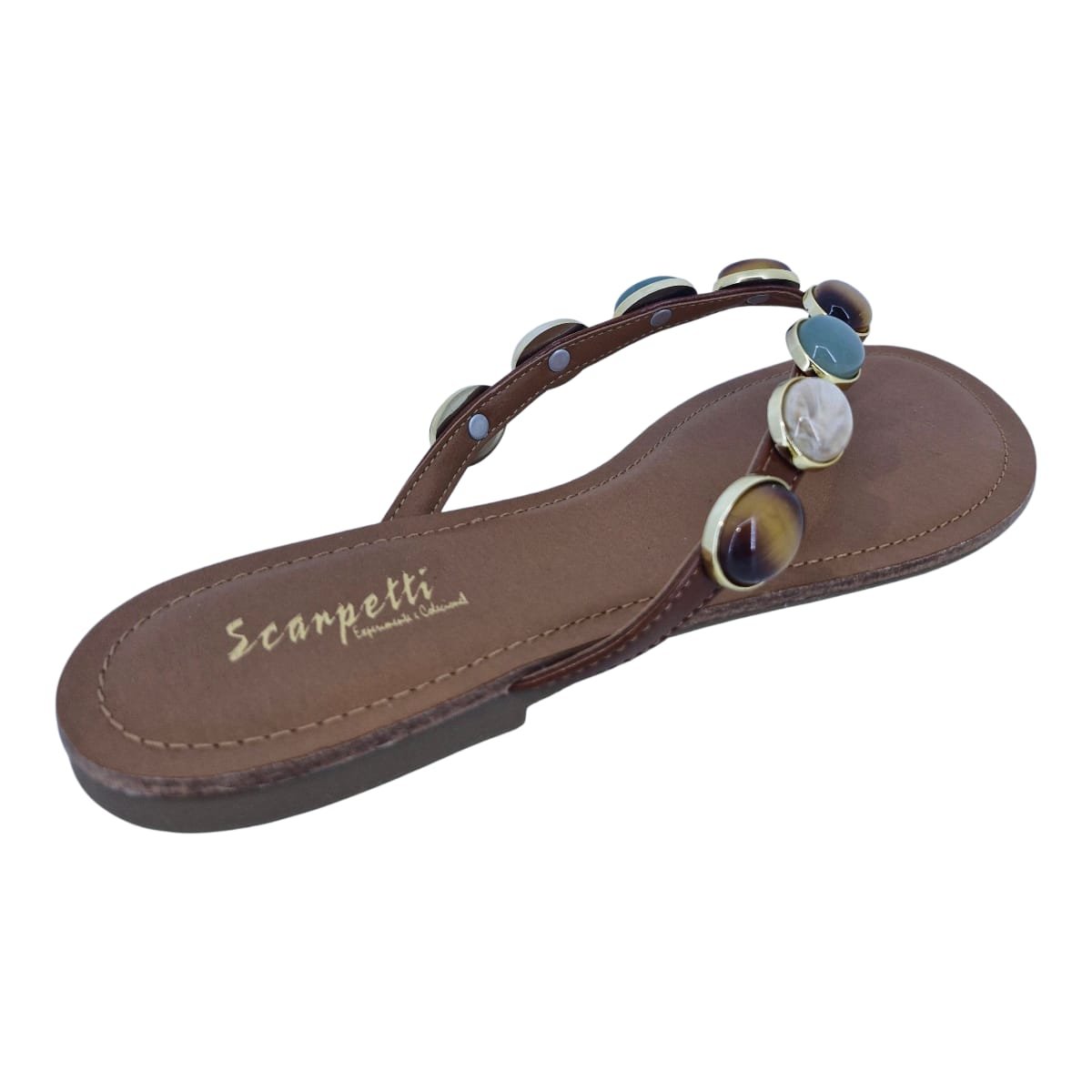 Sandália Rasteira Casual Feminina Scarpetti 11937710 Marrom Marrom 5