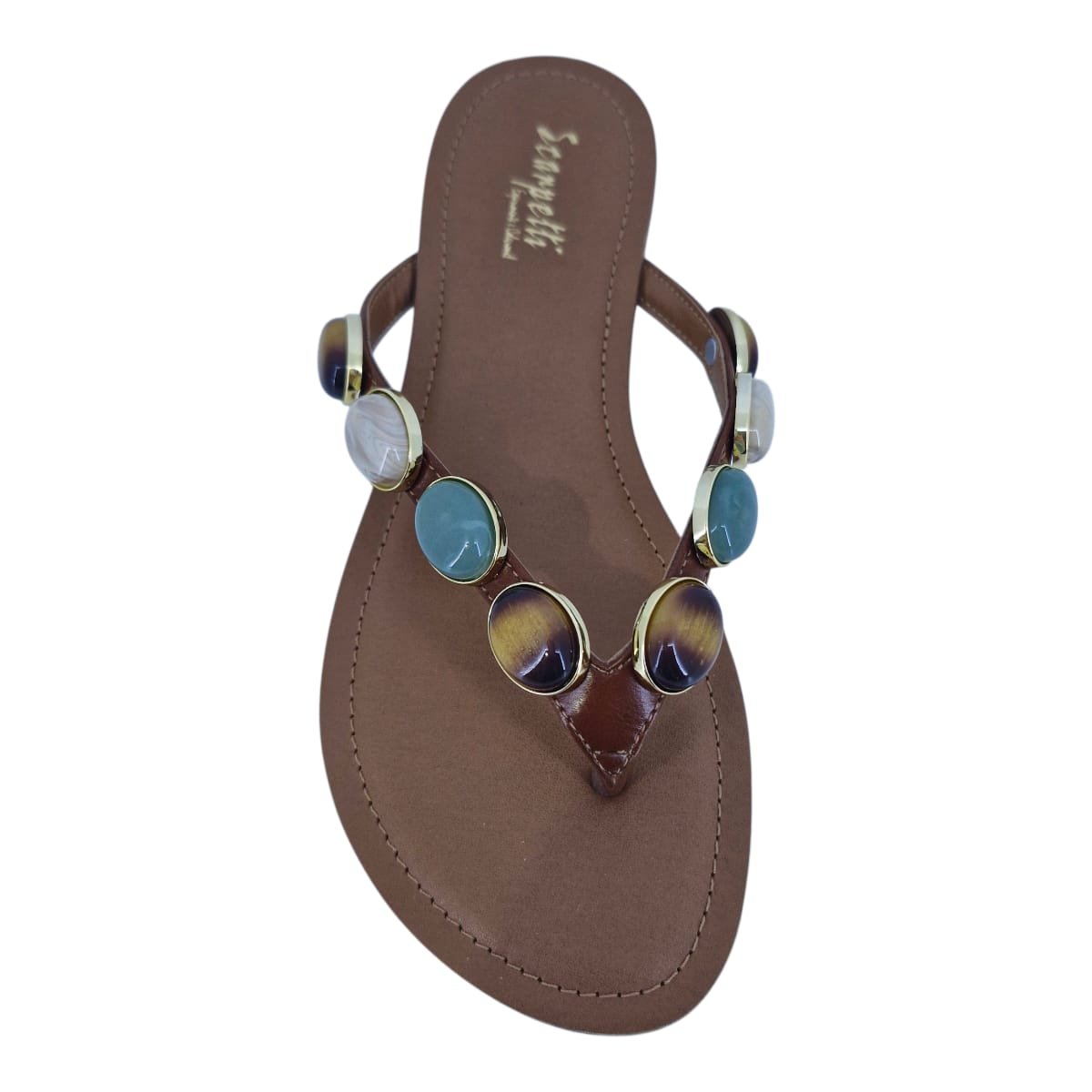 Sandália Rasteira Casual Feminina Scarpetti 11937710 Marrom Marrom 6