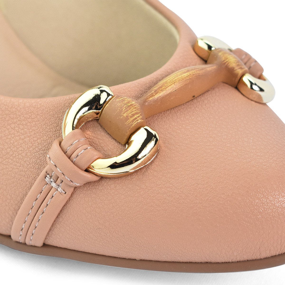 Sapato Modare Casual Conforto Bico Fino Salto Grosso Baixo Nude Nude 4