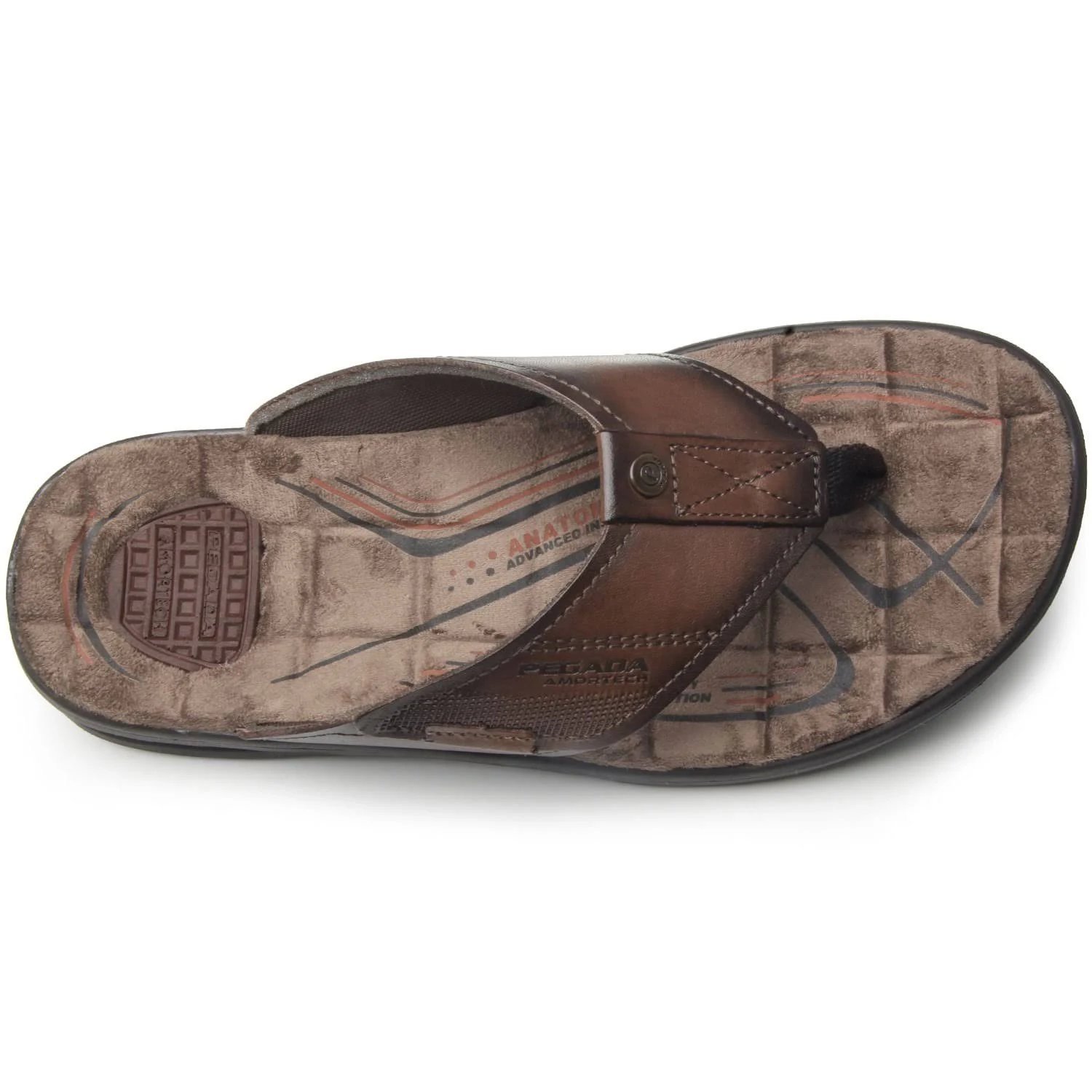 Chinelo Masculino Pegada de Dedo Couro Marrom Amortecimento Pinhão 2