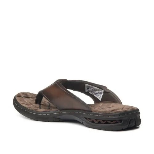 Chinelo Masculino Pegada de Dedo Couro Marrom Amortecimento Pinhão 3