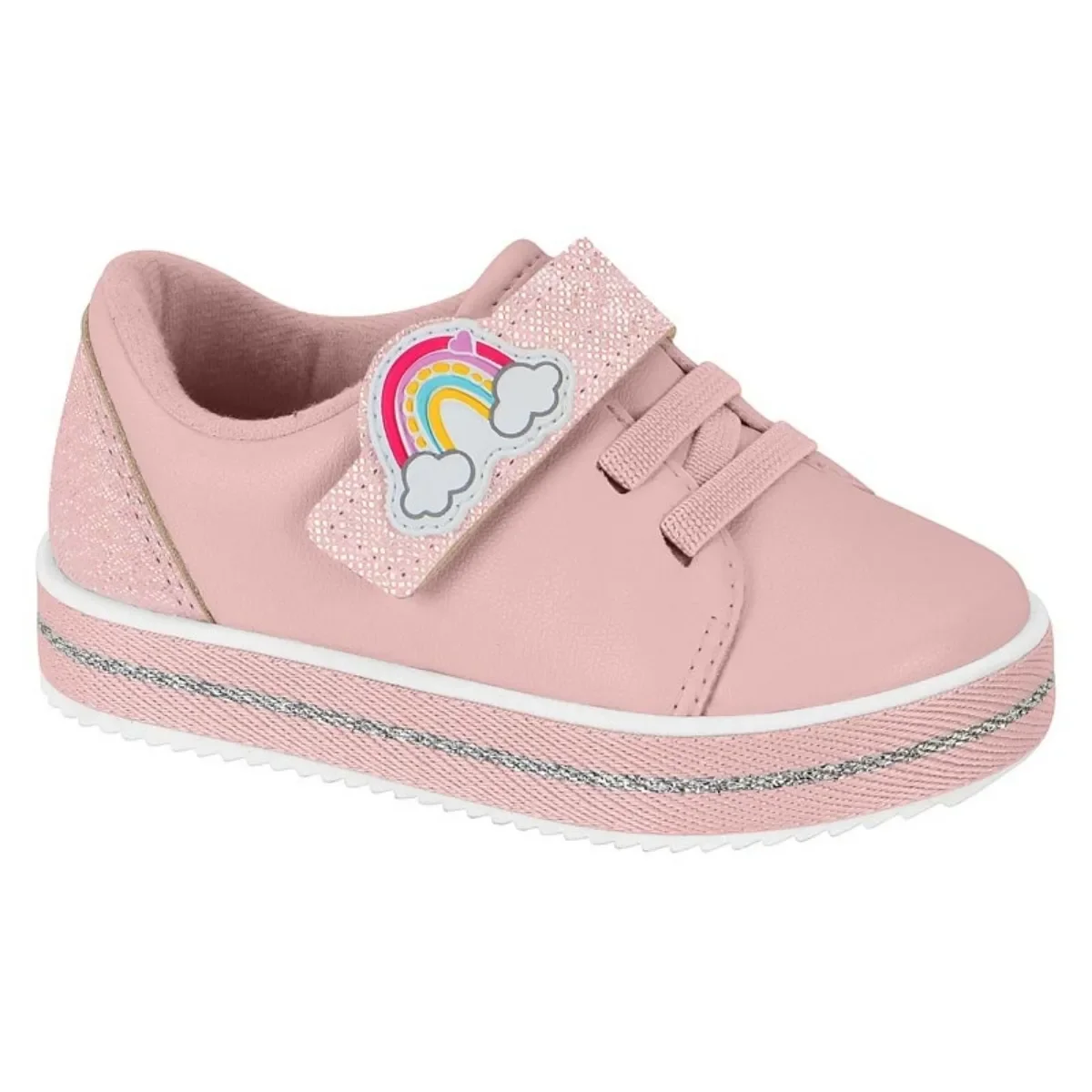 Tênis Infantil Molekinha Maxxi Arco Íris Glitter Rosa Rosa 1